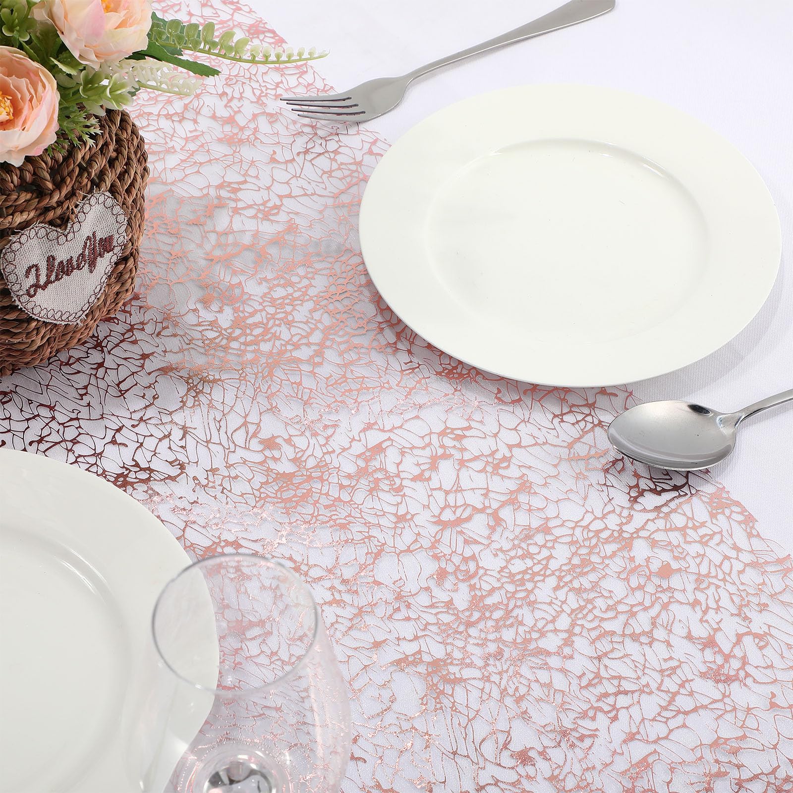 Chumia Lot de 12 chemins de table en maille fine métallique à paillettes pour Noël, fête de mariage, fête d'anniversaire, 30,5 x 216,5 cm, or rose