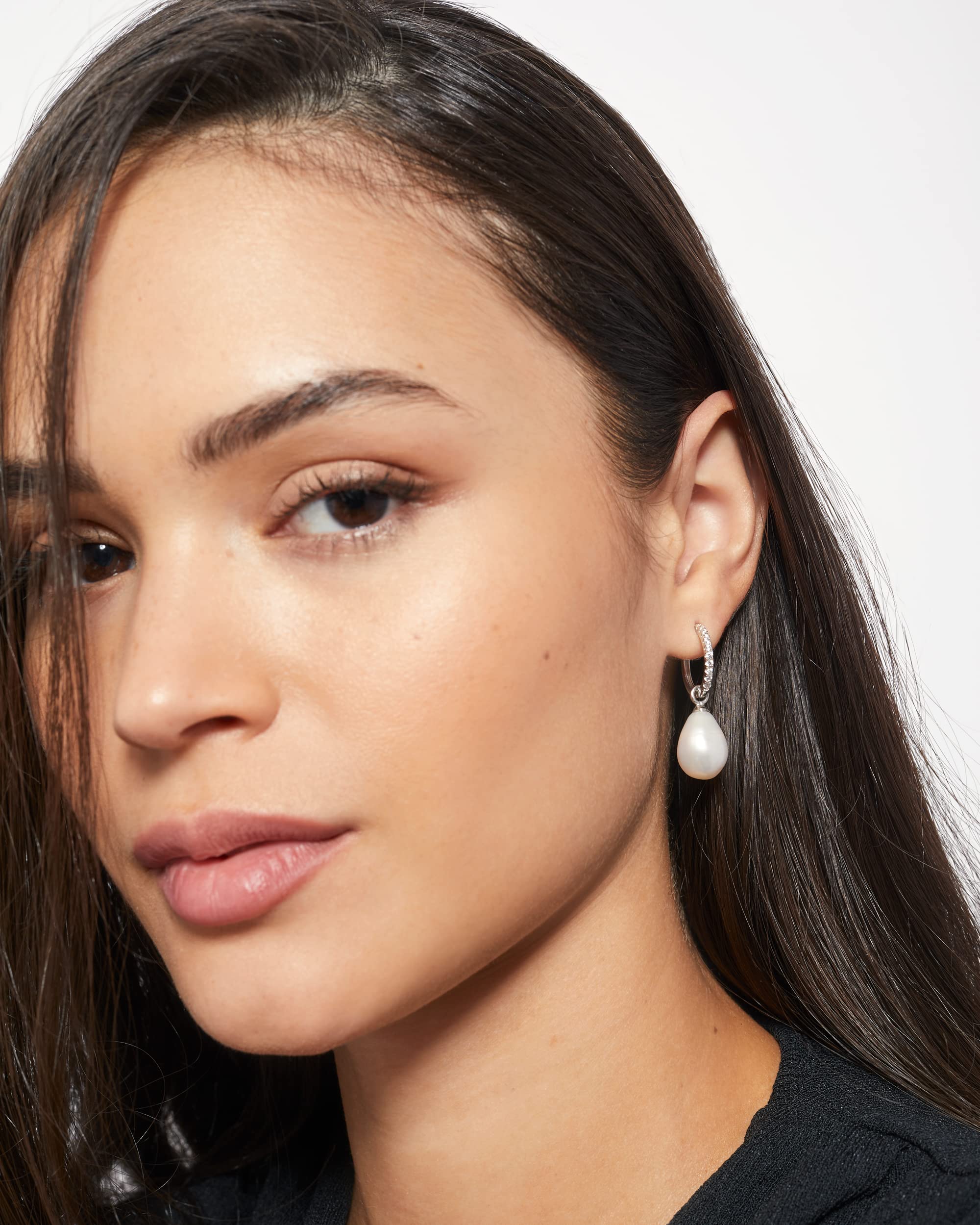 Creolen für Damen, 16 mm, mit austauschbarem Süßwasser-Zuchtperlen-Charm und Zirkonia Secret & You – Vermeil-Gold oder 925er Sterlingsilber