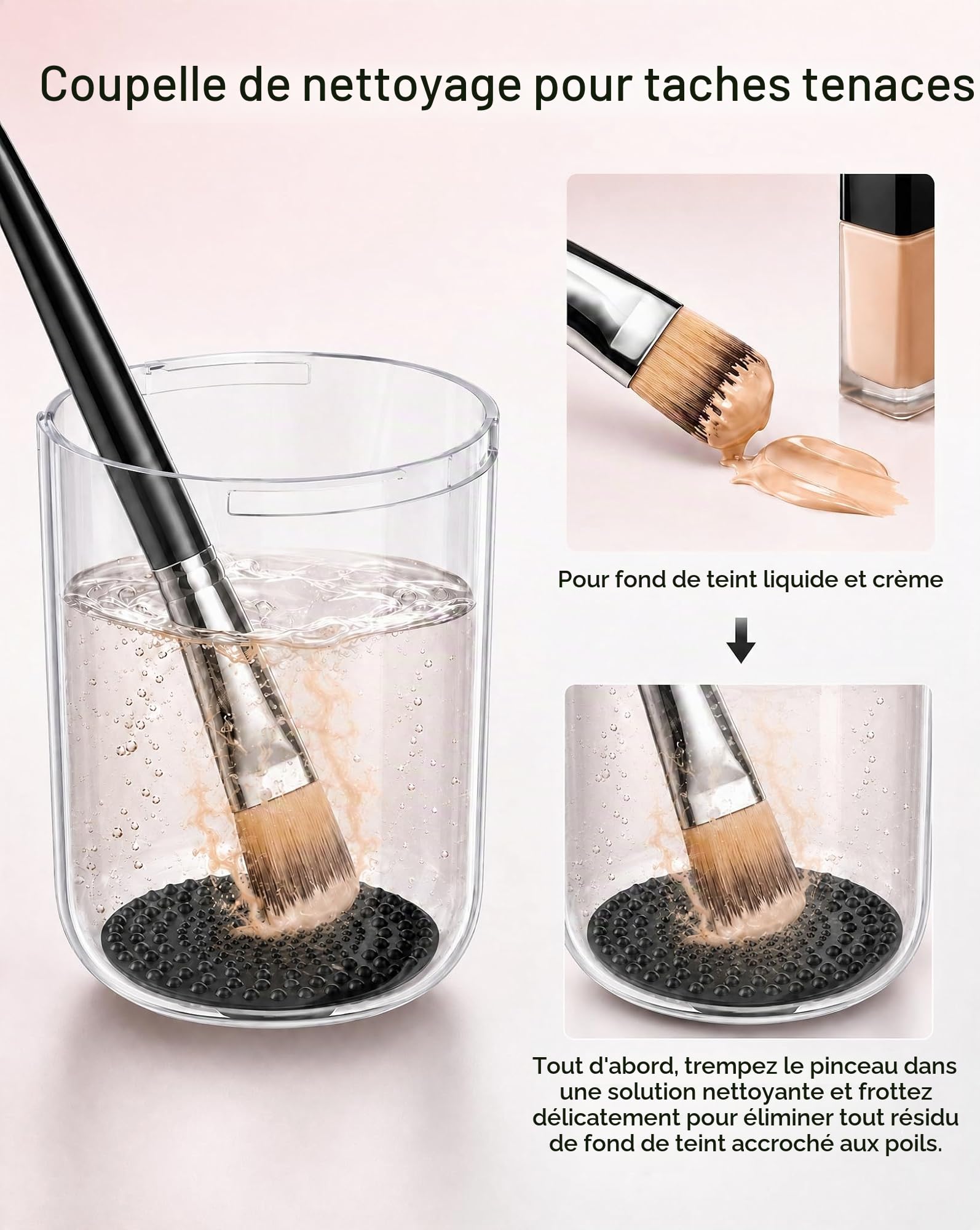 3 en 1 Nettoyeur & Sècheur Pinceaux de Maquillage électrique, Appareil de Nettoyage en Profondeur Automatique avec Connexion USB, Rapides et Portables pour Plupart des Tailles de Pinceaux