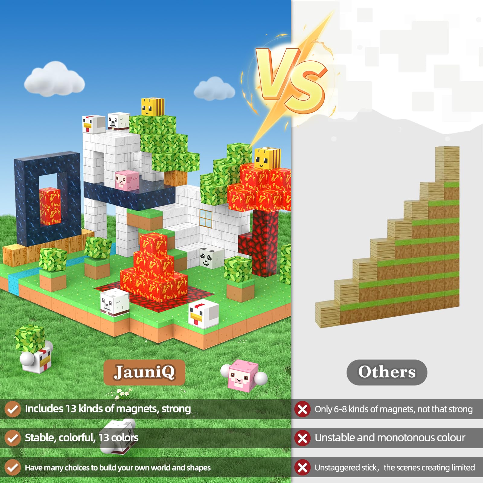 Blocchi da costruzione magnetici 150 pezzi Giocattoli magnetici sensoriali Regali di compleanno di Natale per bambini Ragazze di età 3 4 5 6 7 8 Un regalo di Pasqua Giocattolo creativo per bambini