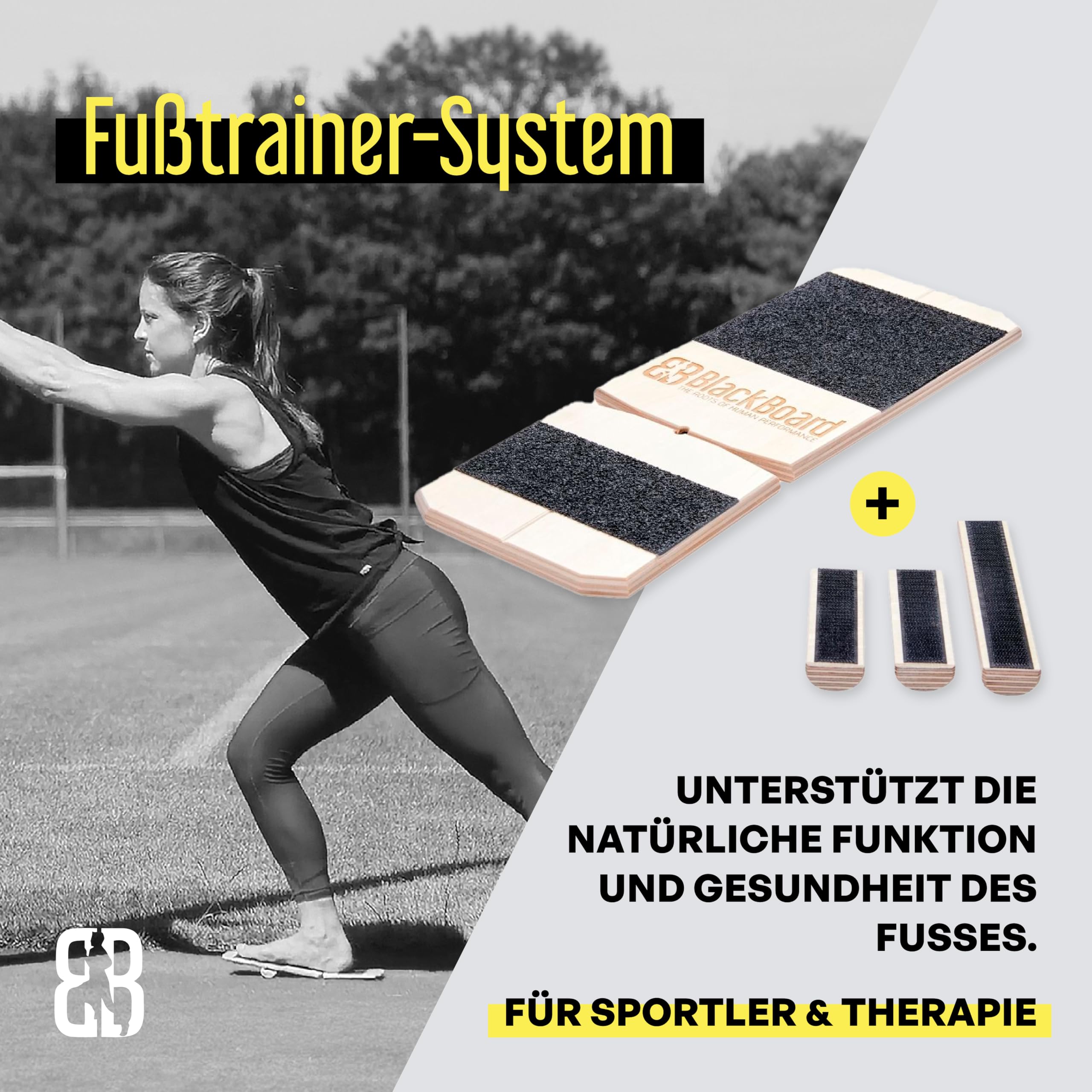 BlackBoard® Fußtrainer inkl. Workshop & Trainings-Center | Training für Sprunggelenk & Fußgewölbe | Für Hallux, Plantarfasziitis & Plattfuß