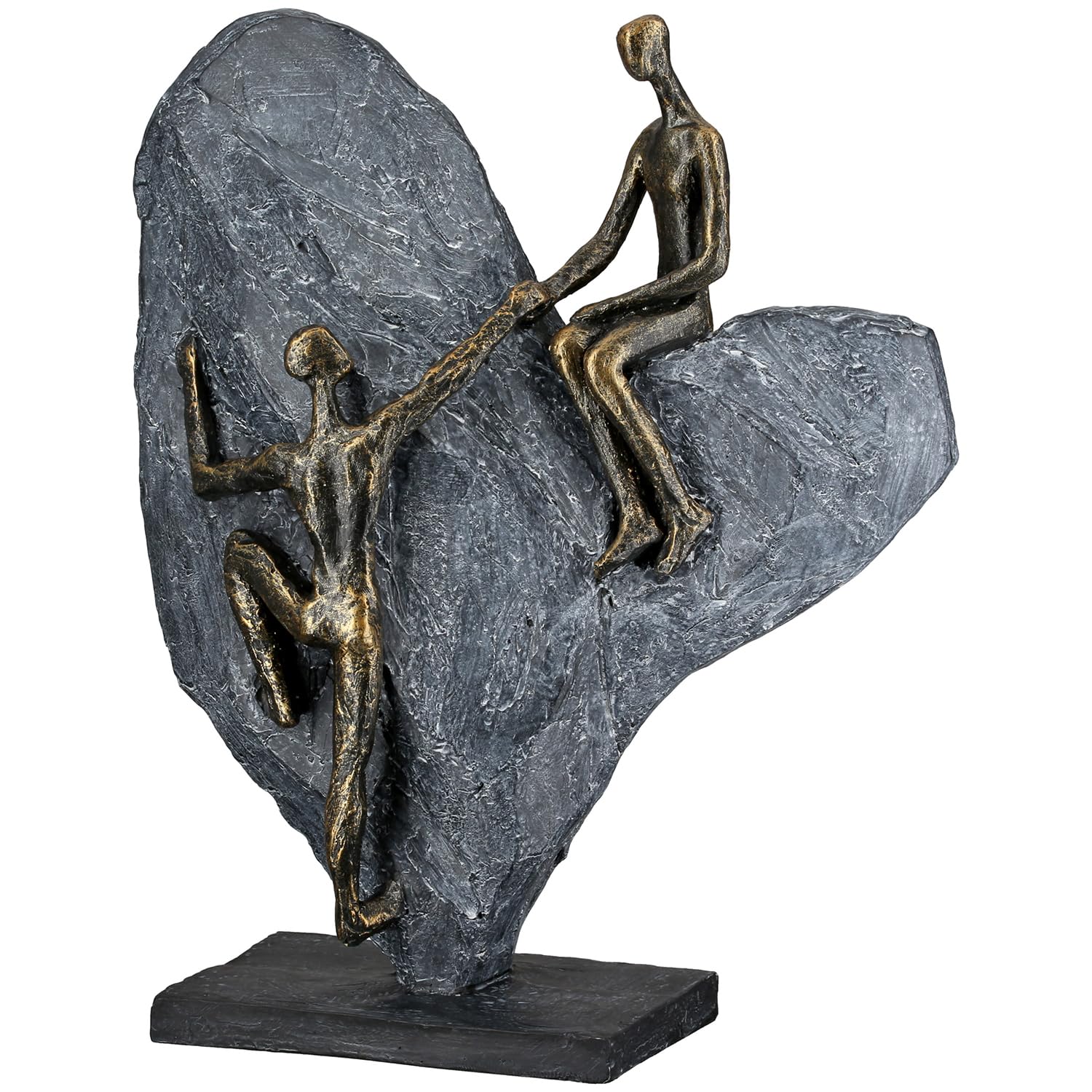 Casablanca Heart of Stone sculpture - resin - heart and couple motif - antique finish - bronze/grey - height 30 cm x width 24 cm