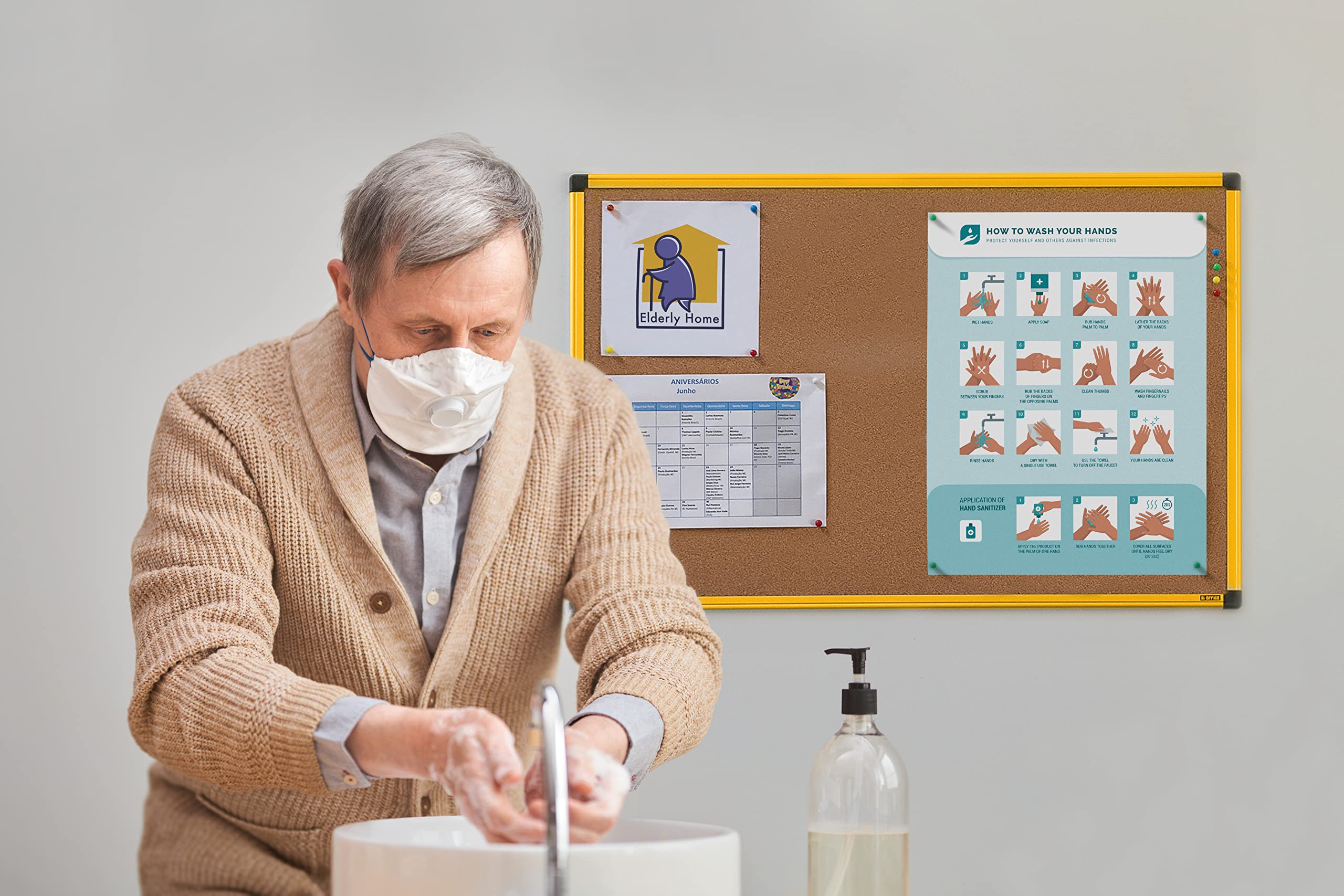 Bi-Office Lavagna Di Sughero Naturale Ultrabrite, Con Cornice In Aluminio Giallo, Robusta Bacheca Ad Alta Visibilità, 90 x 60 cm