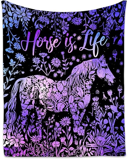 Horse Blanket for Girls - Soft Fuzzy Throw Blanket Gifts - 40x50 Inches Cute Blankets for Couch, Sofa & Office