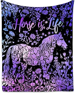 Horse Blanket for Girls - Soft Fuzzy Throw Blanket Gifts - 40x50 Inches Cute Blankets for Couch, Sofa & Office