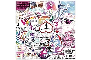 Gymnastics Water Bottle Stickers, 50Pcs Sports Gymnastics Stickers Variety Vinyl