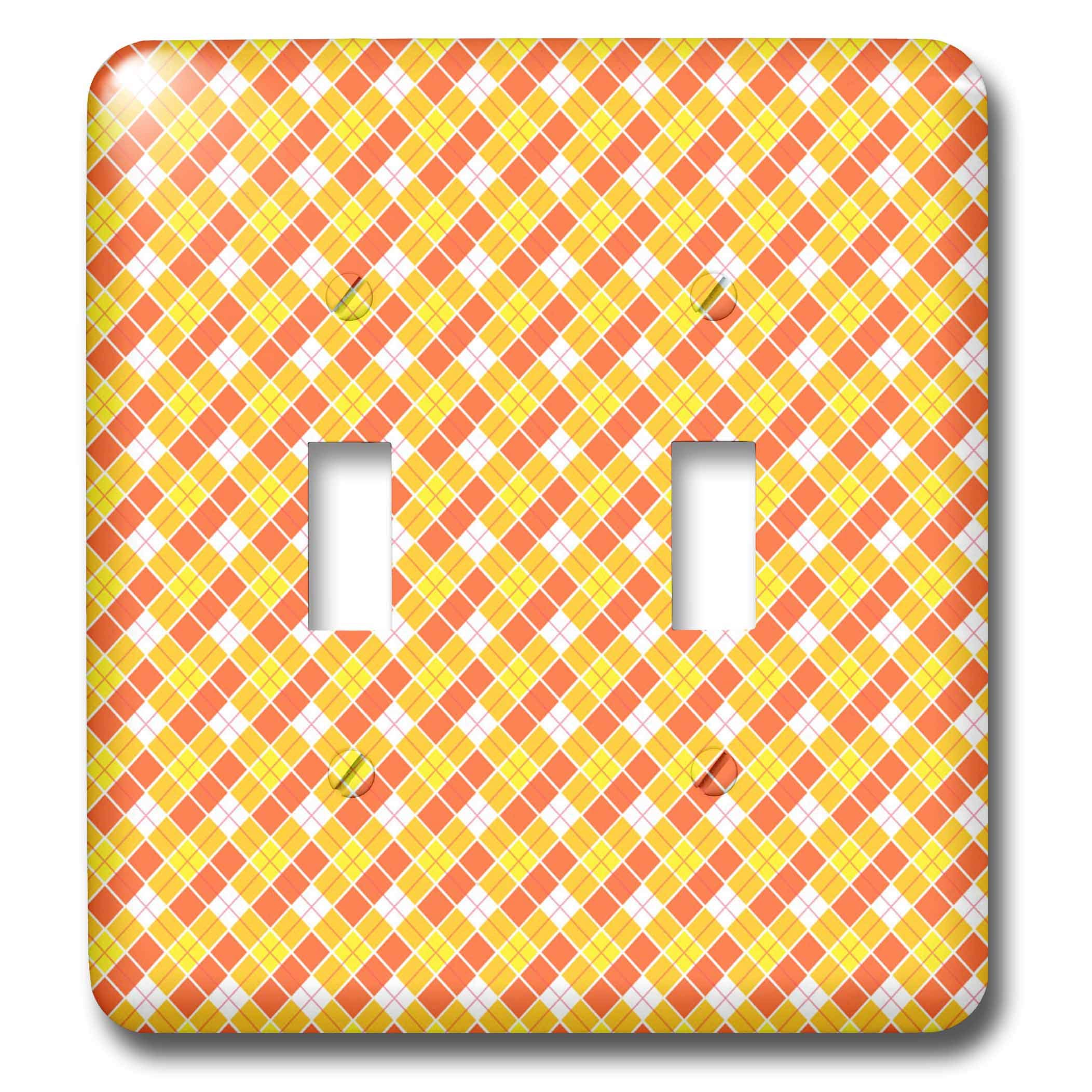 Interrupteur à bascule double au motif mosaïque graphique jaune et orange