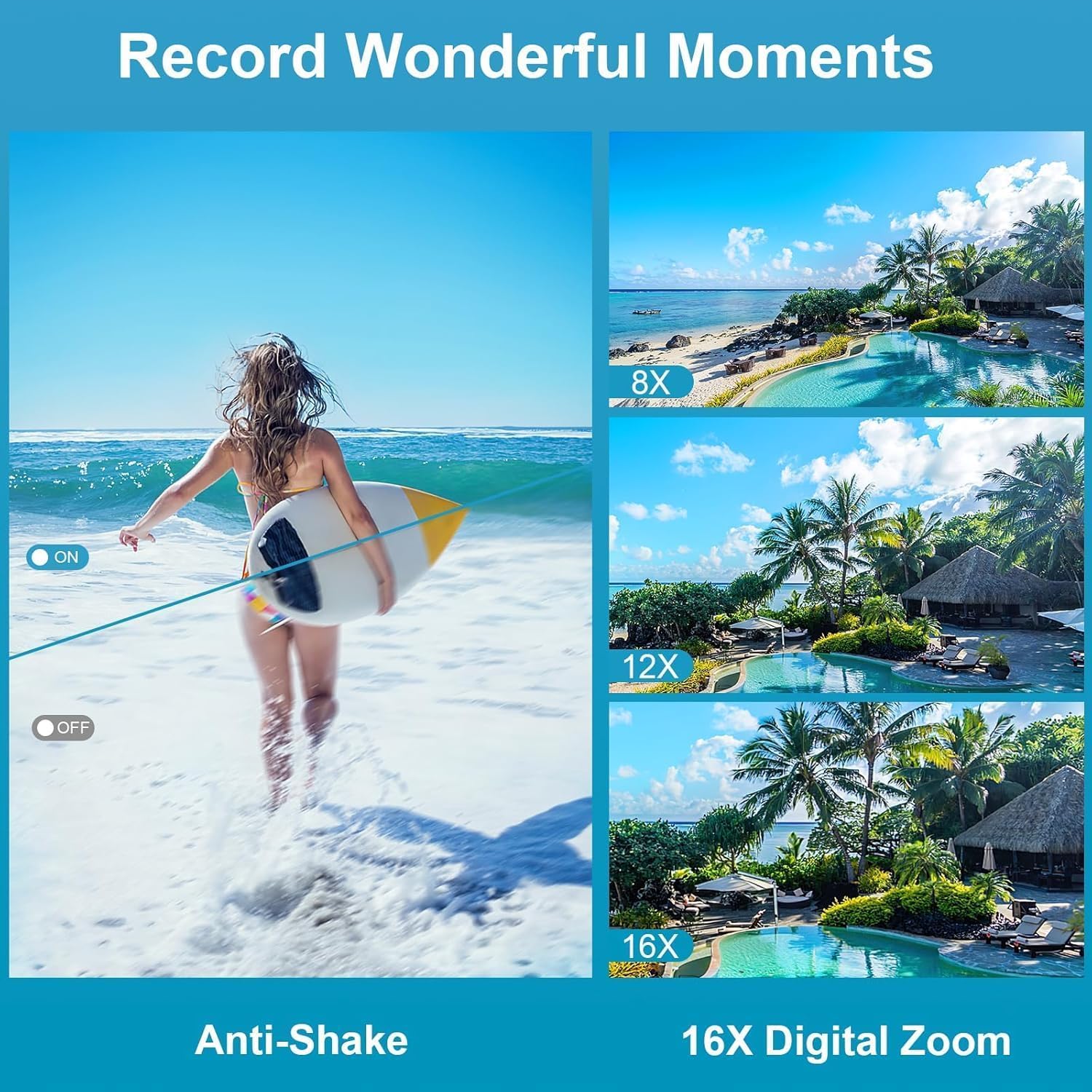 Unterwasserkamera, YISENCE UHD 4K 56MP Autofocus Digitalkamera wasserdichte mit Einer 32GB Karte Selfie Doppelte Bildschirme wasserdichte Kamera zum Schnorcheln