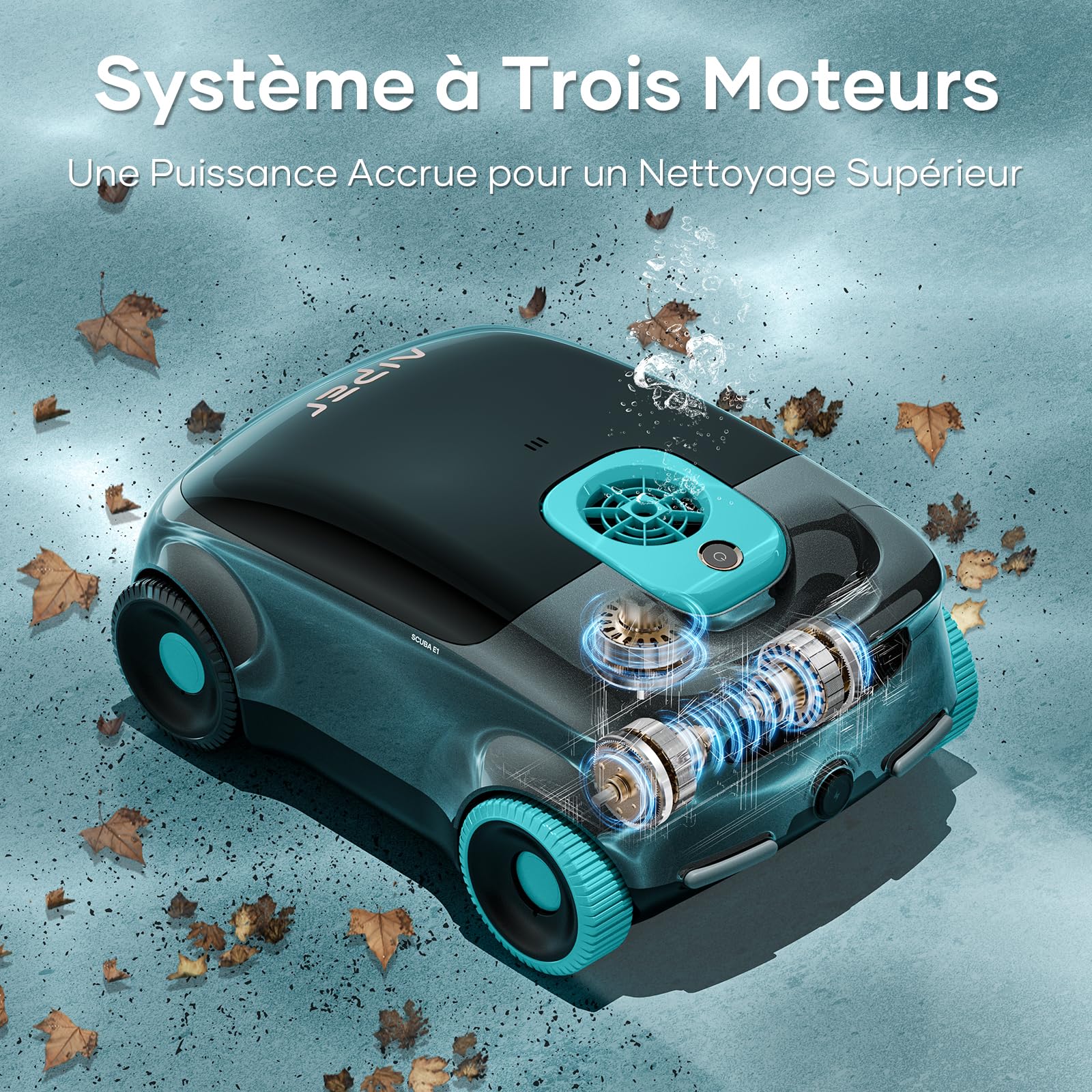 AIPER Robot de Piscine sans Fil, Nettoyeur Automatique de Piscine avec Filtration avancée des Particules, 100 à 130 Minutes d'autonomie, Technologie de stationnement Automatique, idéal pour Les