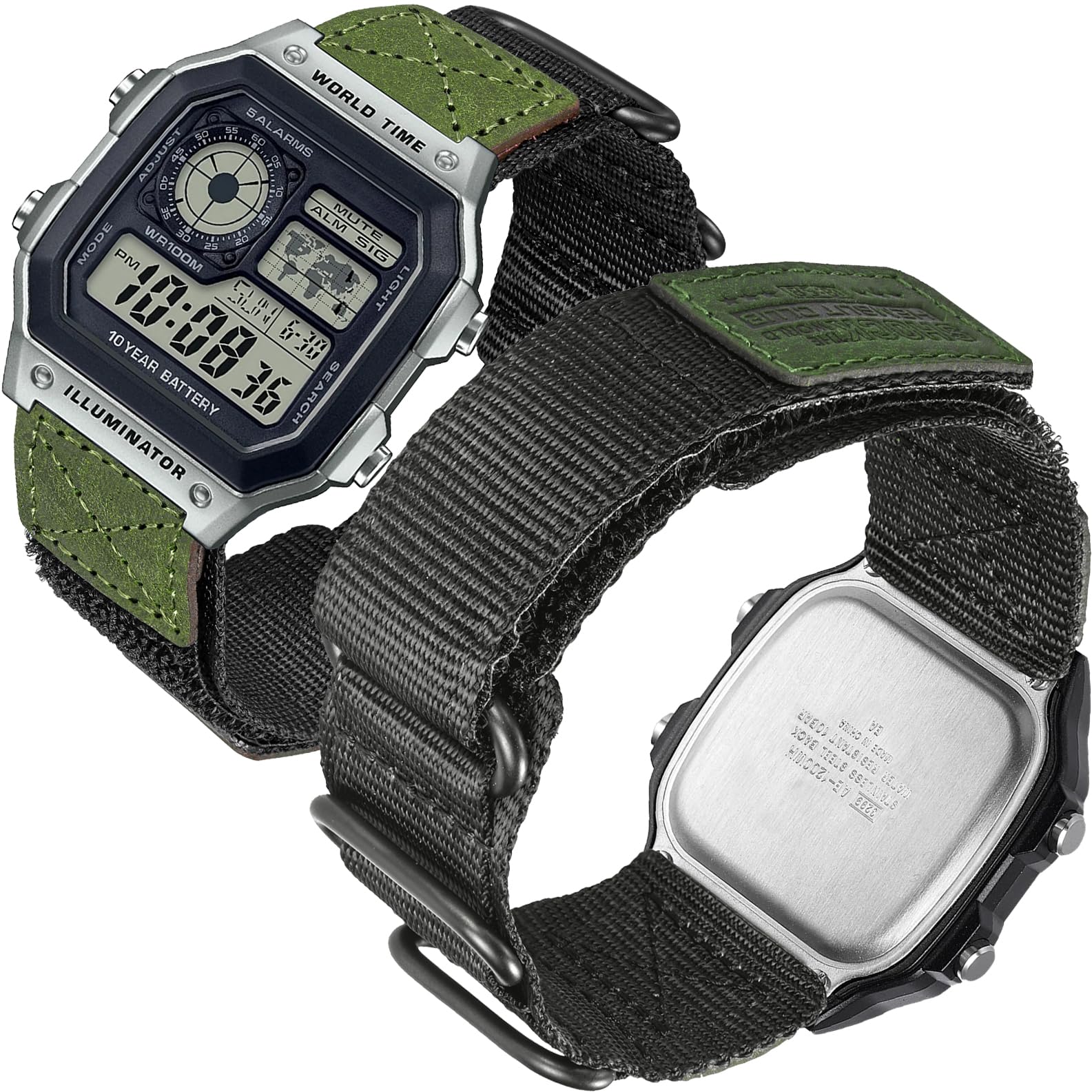 hemsut h HEMSUT 18mm Nylon Strap for Casio, Quick Release Military Style Shock Resistant Watch Band for AE-1200 DW-H5600 AE-1000W F-91W A168W and More