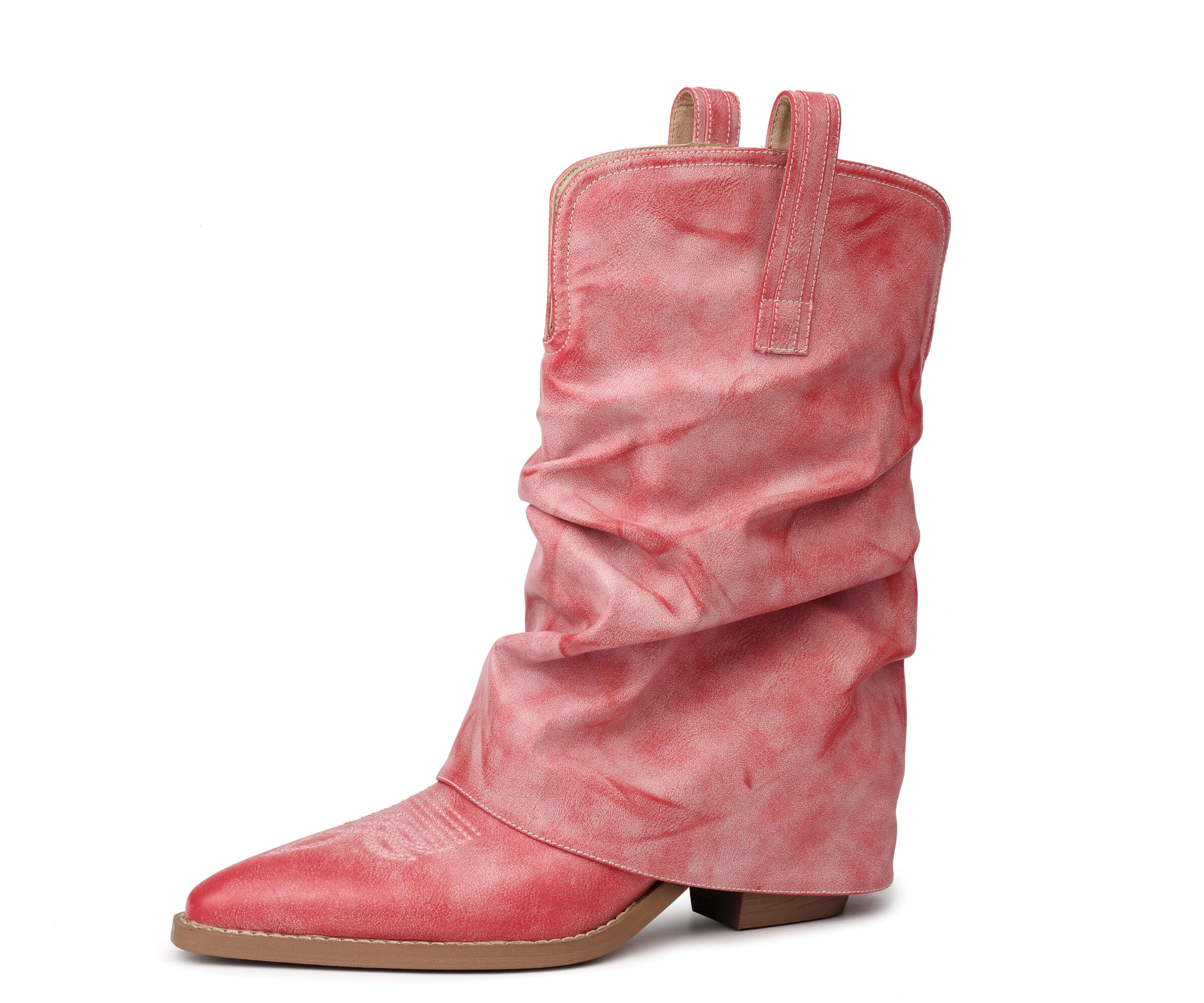 Women's Mid Calf Cowboy Boots Pointed Toe Western Cowgirl Boots Slouchy Pull On Fashion Riding Boots for Casual Country Concert Outfit-picture-49