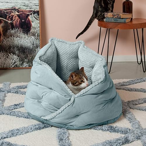 Miniatura 3 de Furhaven cama para mascotas, para gatos y perros pequeños, cama relajante y envolvente con pelo de visón afelpado y aterciopelado, lavable,