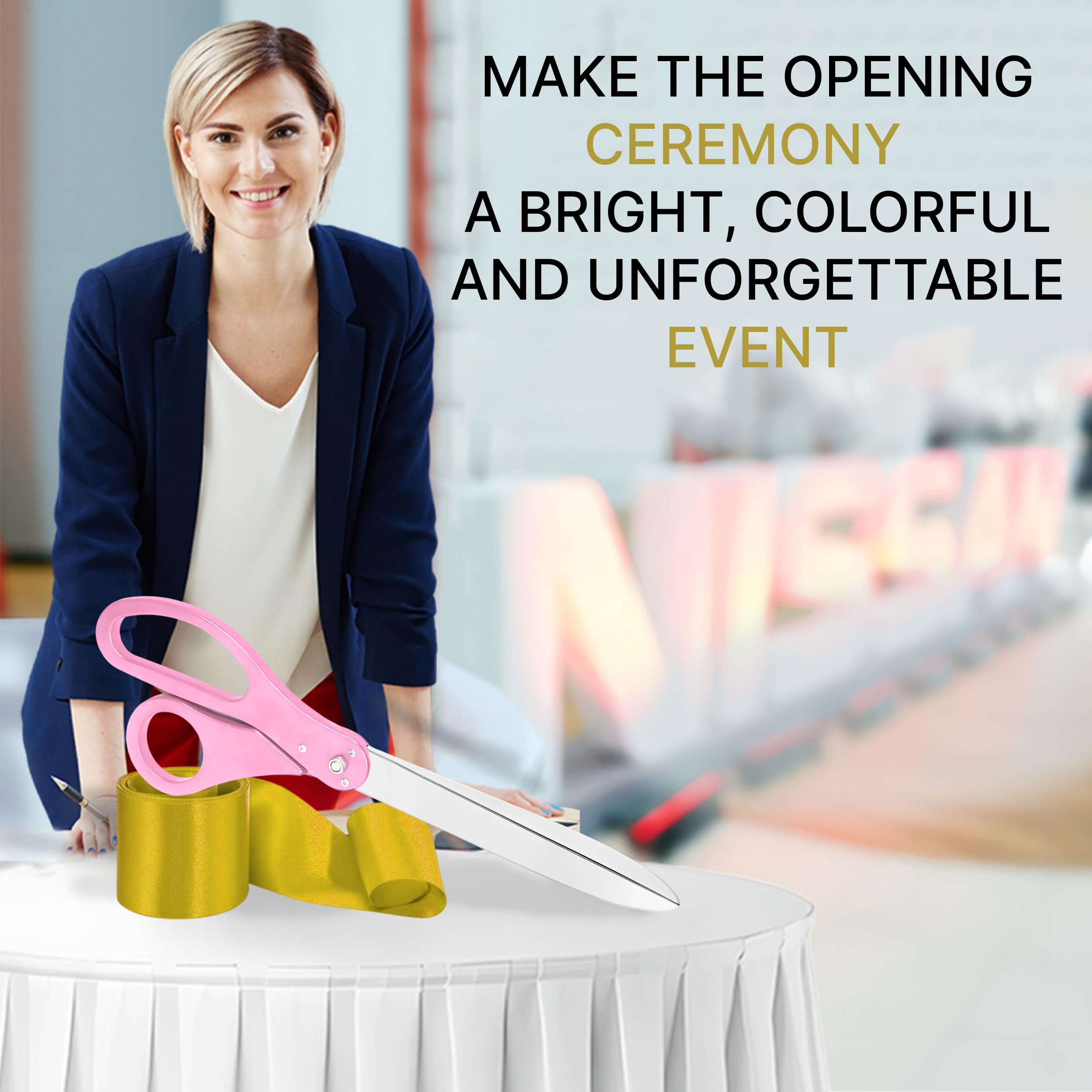 Kit gigante rosa para corte de cinta – Tijeras ceremoniales de 25 pulgadas, kit de gran apertura, tijeras grandes, ceremonia de corte de cinta, tijeras rosadas para decoración de eventos