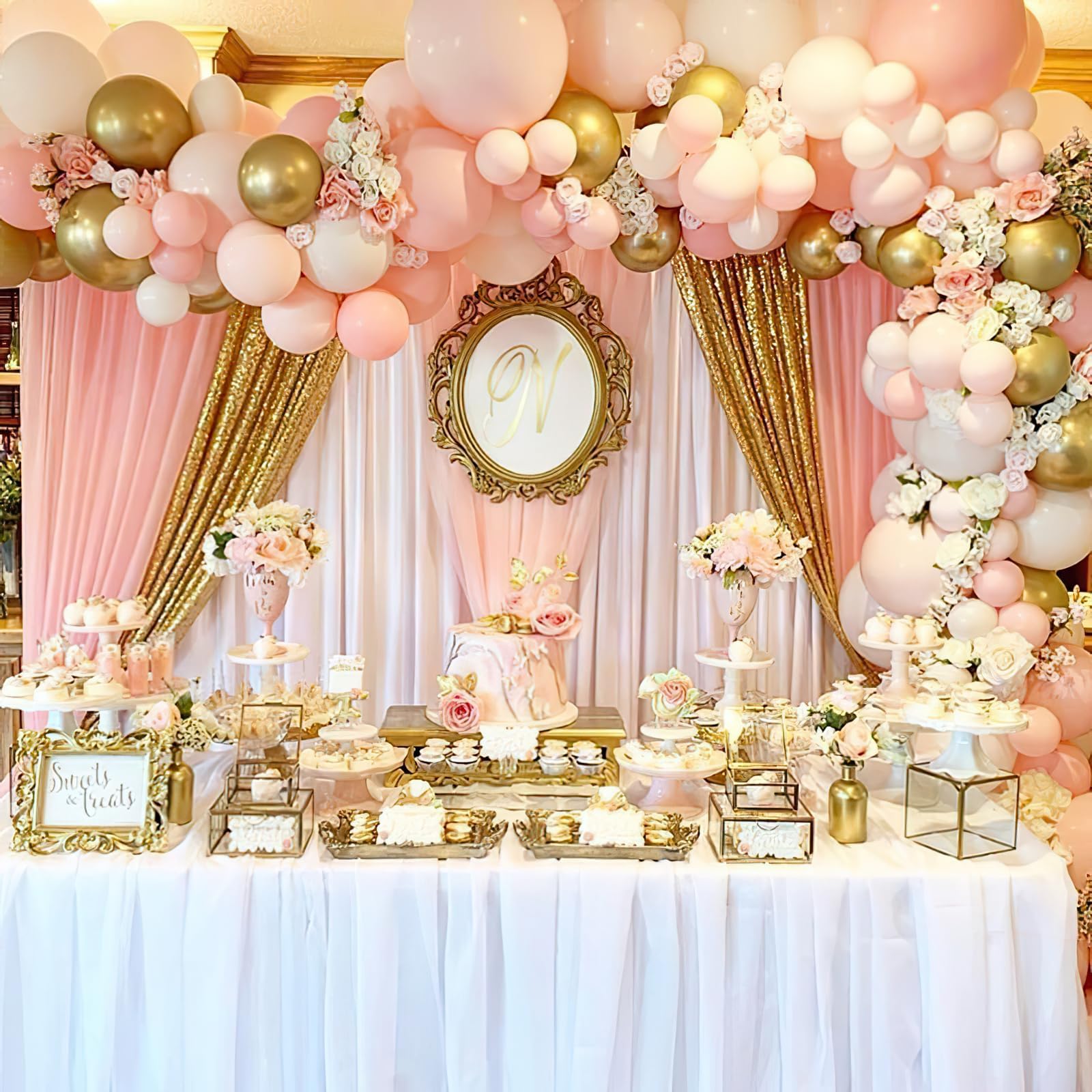 2 Pieces Gold Sequin Backdrop Curtain Panels Stage 2FTx8FT Party Wedding Background Drapes — view 5