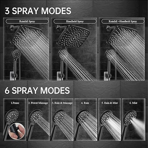 Miniatura 6 de Veken Cabezal de ducha de lluvia de alta presión y organizador de ducha, paquete de 6