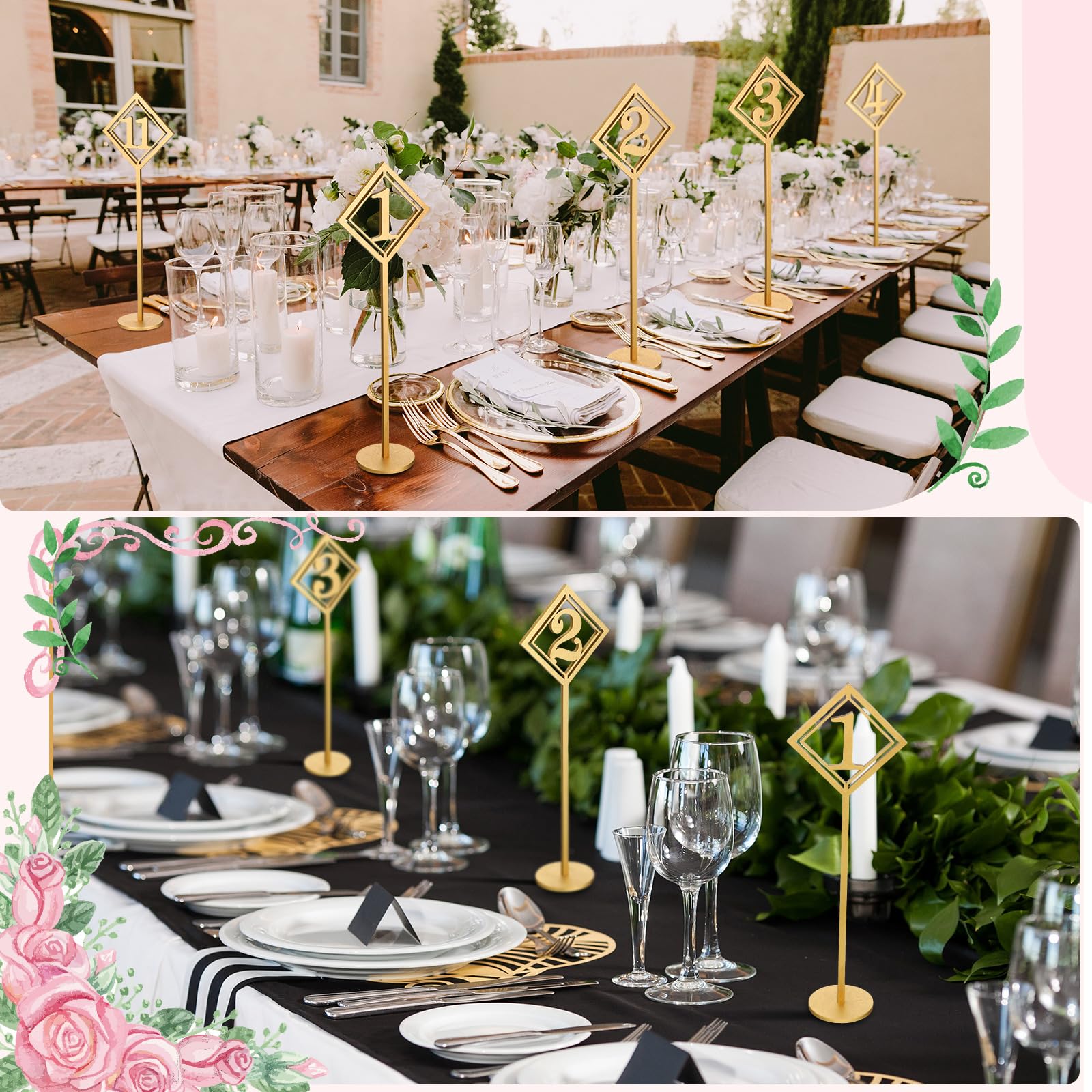Lineshading Tischnummern aus Holz für Hochzeitsempfang, goldene Sitznummern mit Halterung, Tischnummern 1–30, rustikale Tischnummernständer für Hochzeit, Party, Restaurant, Event, Catering, 30 Stück