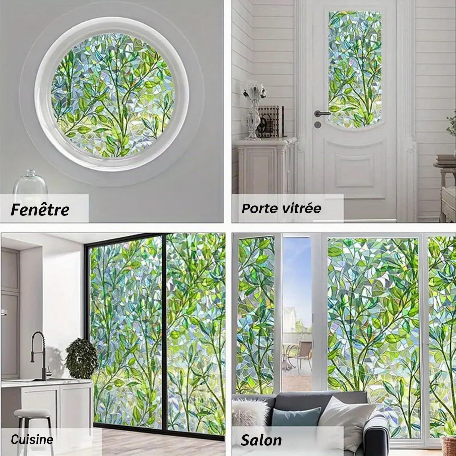 Film Anti UV Fenetre 75x400cm Film Anti Chaleur, Film Fenetre Anti Regard | Film electrostatique Vitre, Film Décorati avec Kit de Pose, pour Cuisine, Chambre, Salle de Bain, arc en ciel, opaque