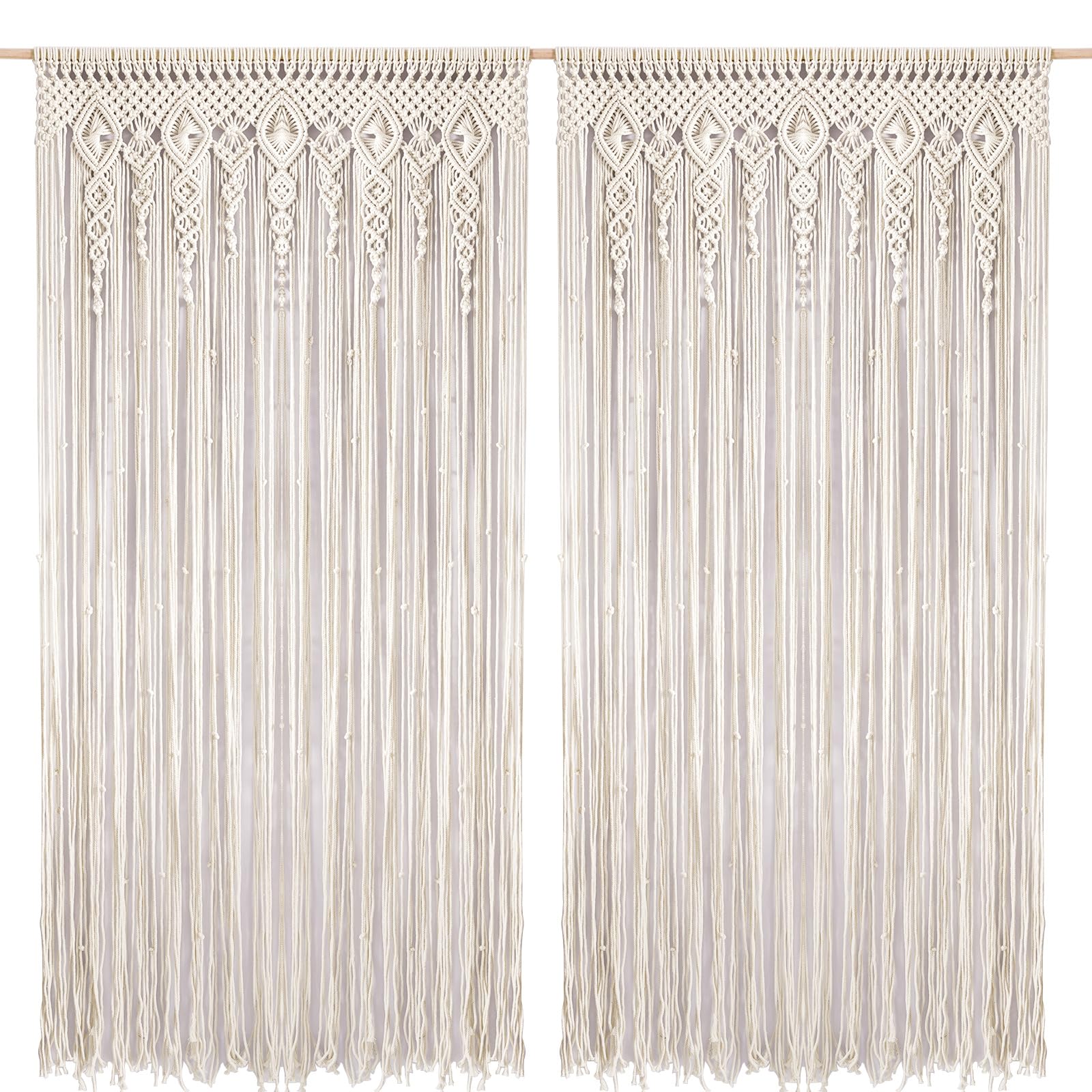 Foreate Boho Curtains for Doorways Macrame Window Curtains 79 x 37.5 inches for Living Room Bedroom, Macrame Wedding Backdrop Bohemian Home Decor, 2 Panels