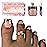 NOVO OVO Halloween Black French Tip Toe Nail Tips Press on,BROWN PINK Sharp Square Pre-Designed Soft Gel False Toenail Extension, Medium Wide Fake Toenails, Full Cover Acrylic for DIY 15 Sizes 240 pc
