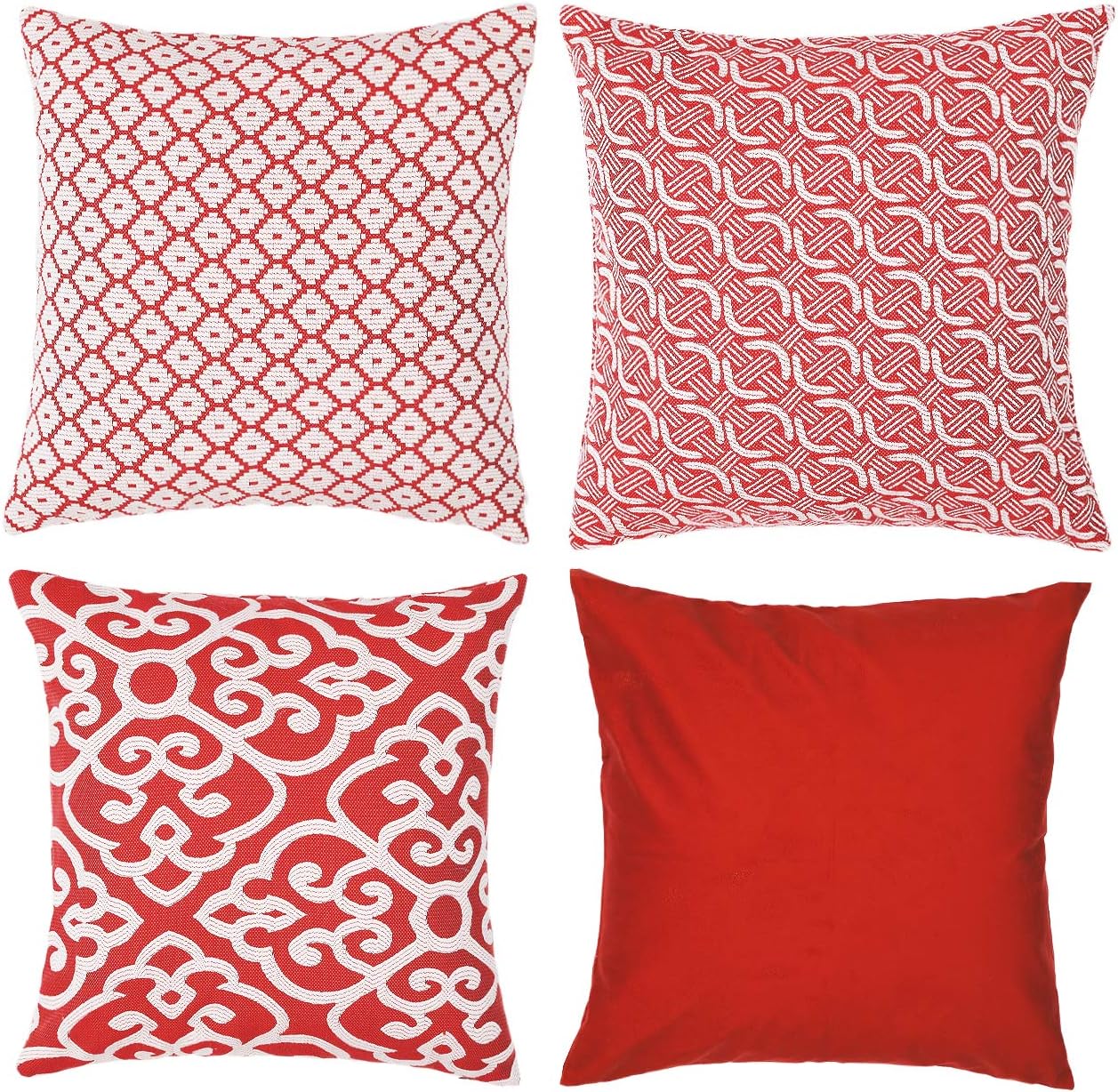 HAOD Decorative Throw Pillow Covers, Luxury Embroidery Cushion Cases for Sofa, Chair, Couch, Bedroom, Square Standard 18x18 Inches Pillow Cases (RED1)