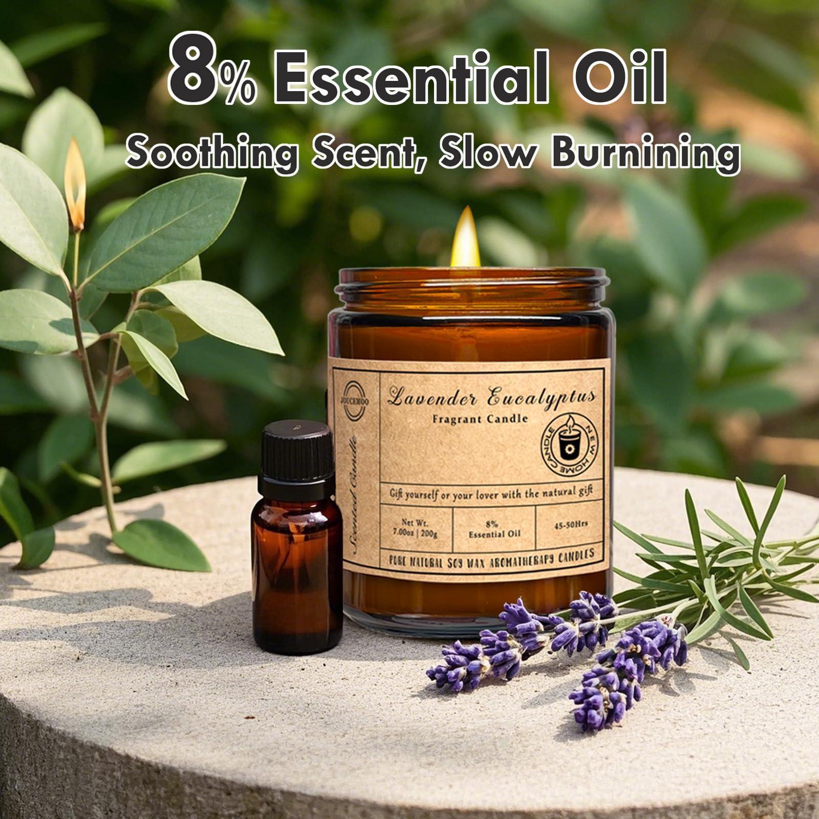 Velas perfumadas – Velas de eucalipto de lavanda para el hogar, vela de aromaterapia de cera de soja de 7 onzas para aliviar el estrés y la relajación, no tóxicas, regalos de cumpleaños para mujeres y 4