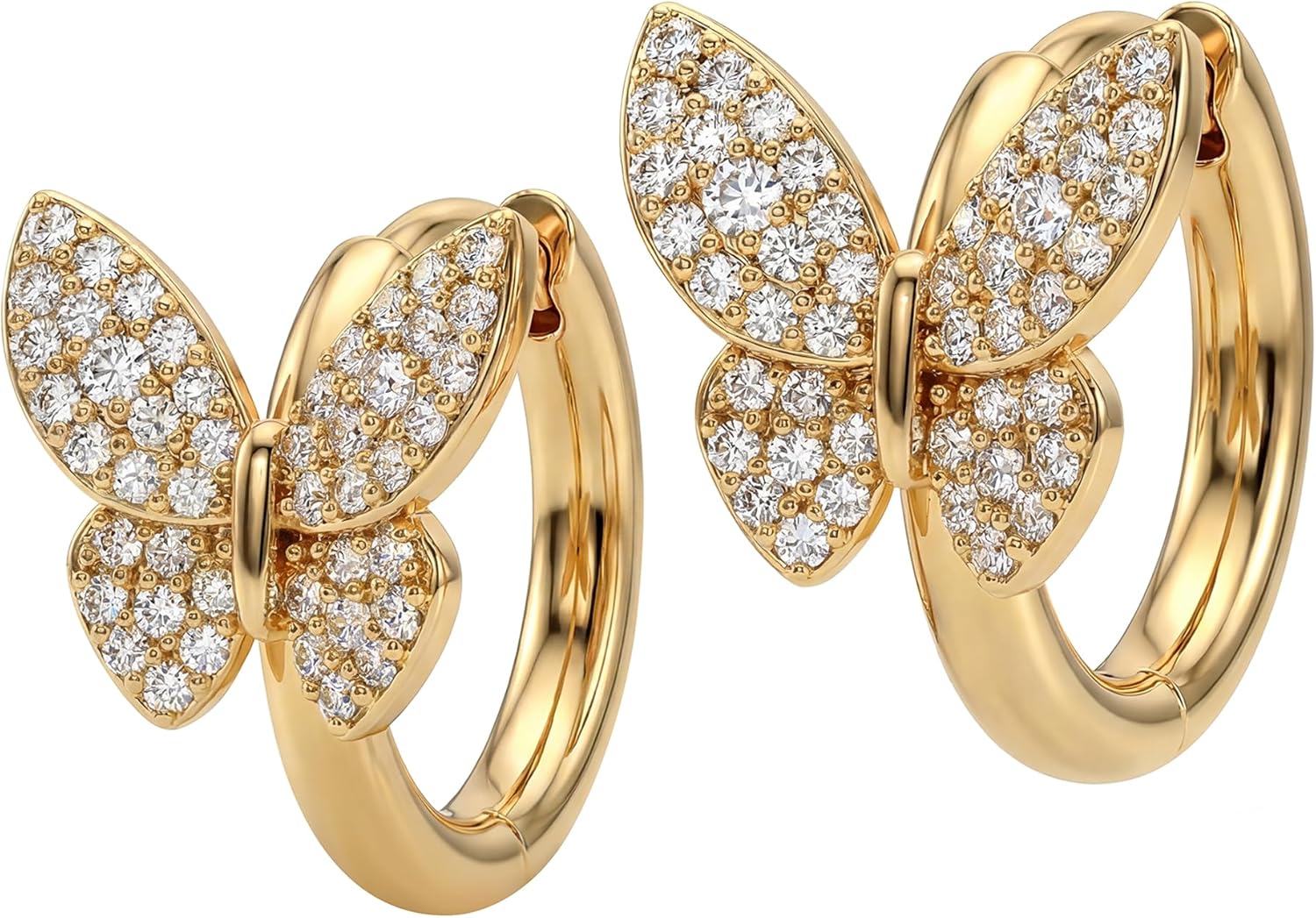 MEVECCO Gold Butterfly Huggie Hoop Earrings 18K Gold Plated Cubic Zirconia Butterfly Hoop Minimalist Handmade Earrings for Women