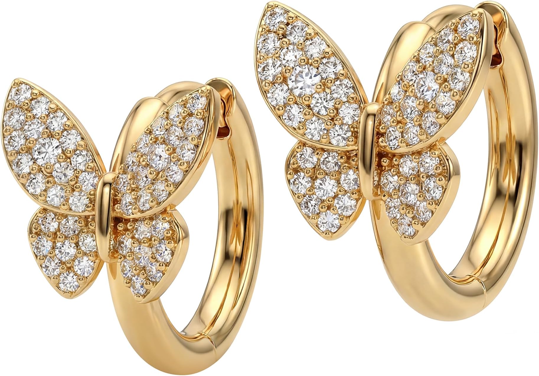 Gold Butterfly Huggie Hoop Earrings 18K Gold Plated Cubic Zirconia Butterfly Hoop Minimalist Handmade Earrings for Women