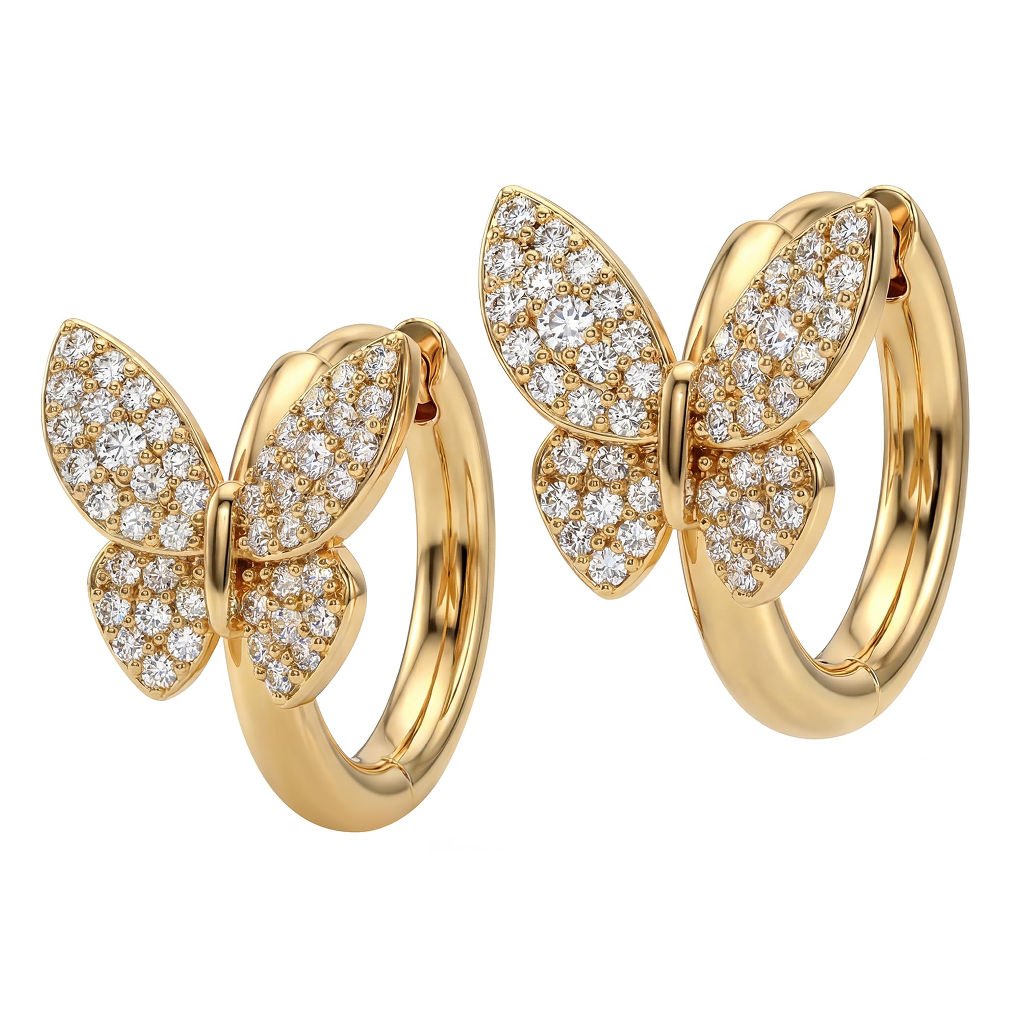 Gold Butterfly Huggie Hoop Earrings 18K Gold Plated Cubic Zirconia Butterfly Hoop Minimalist Handmade Earrings for Women