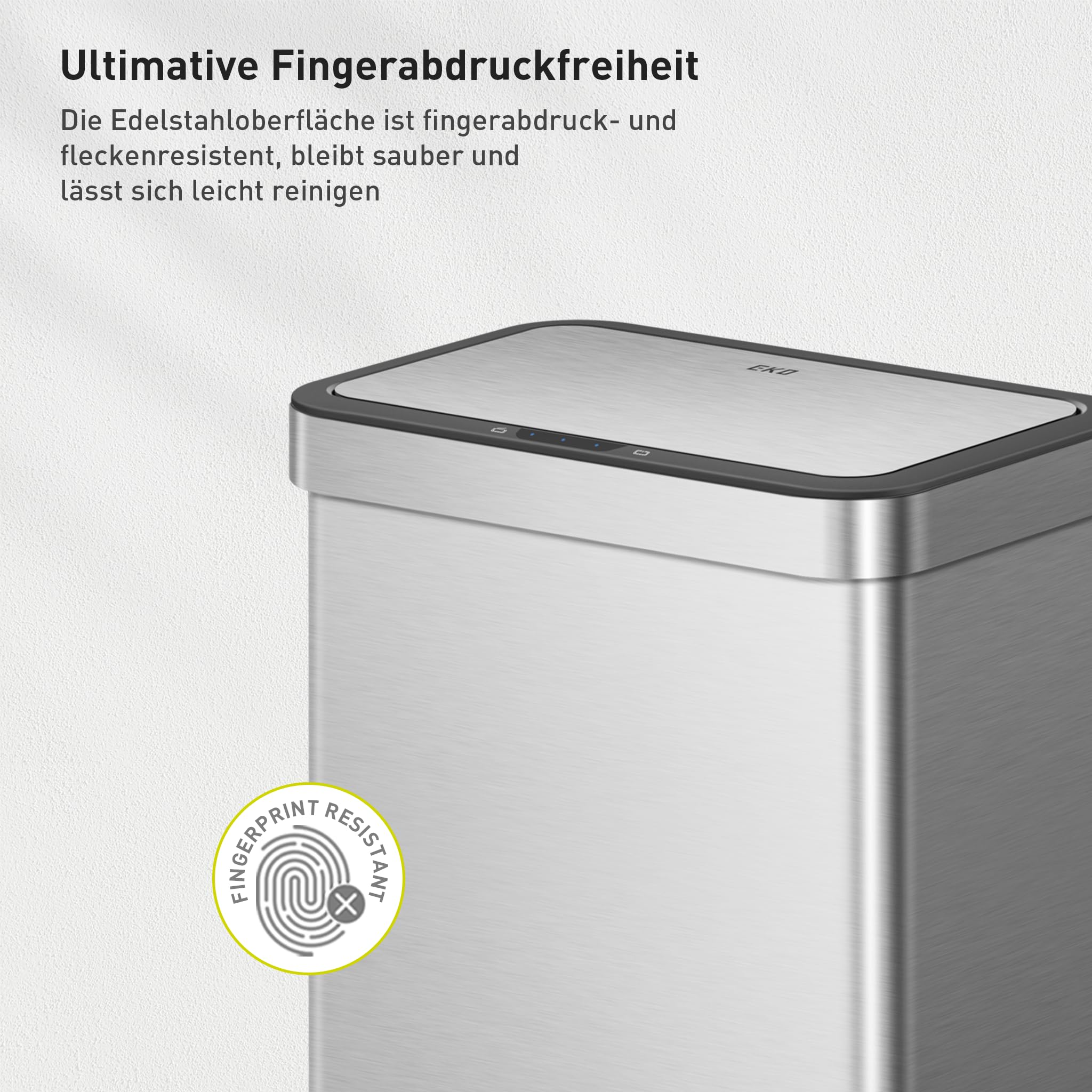 EKO NOVA Mülleimer mit Sensor 2 x 30L Edelstahl Softclose fingerabdruckfrei elektrischer Küchenmülleimer
