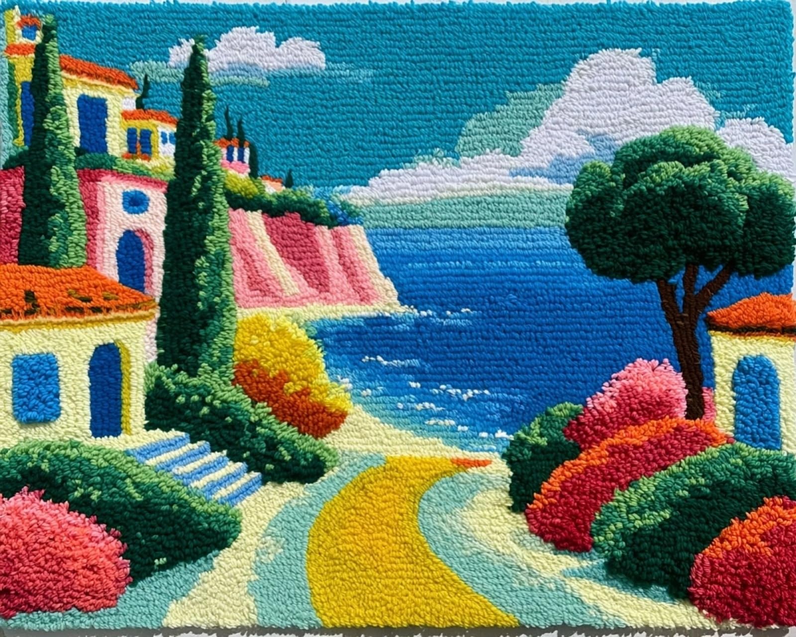Wallphantom Mediterranean Landscape Latch Hook Kits Rugs,
