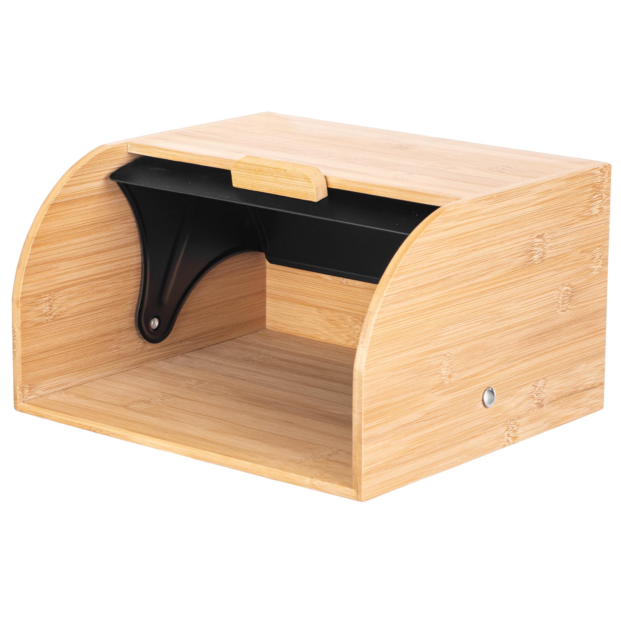 KADAX Brotkasten 31 x 28 x 18 cm aus Bambus und Edelstahl, Brotaufbewahrungsbox, Brotbehälter zur Aufbewahrung von Brot, Brotaufbewahrung (Schwarz/Holz)