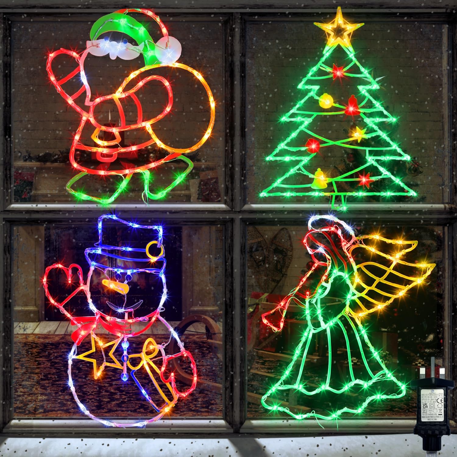 TRWYMZ Christmas Window Silhouettes Lights