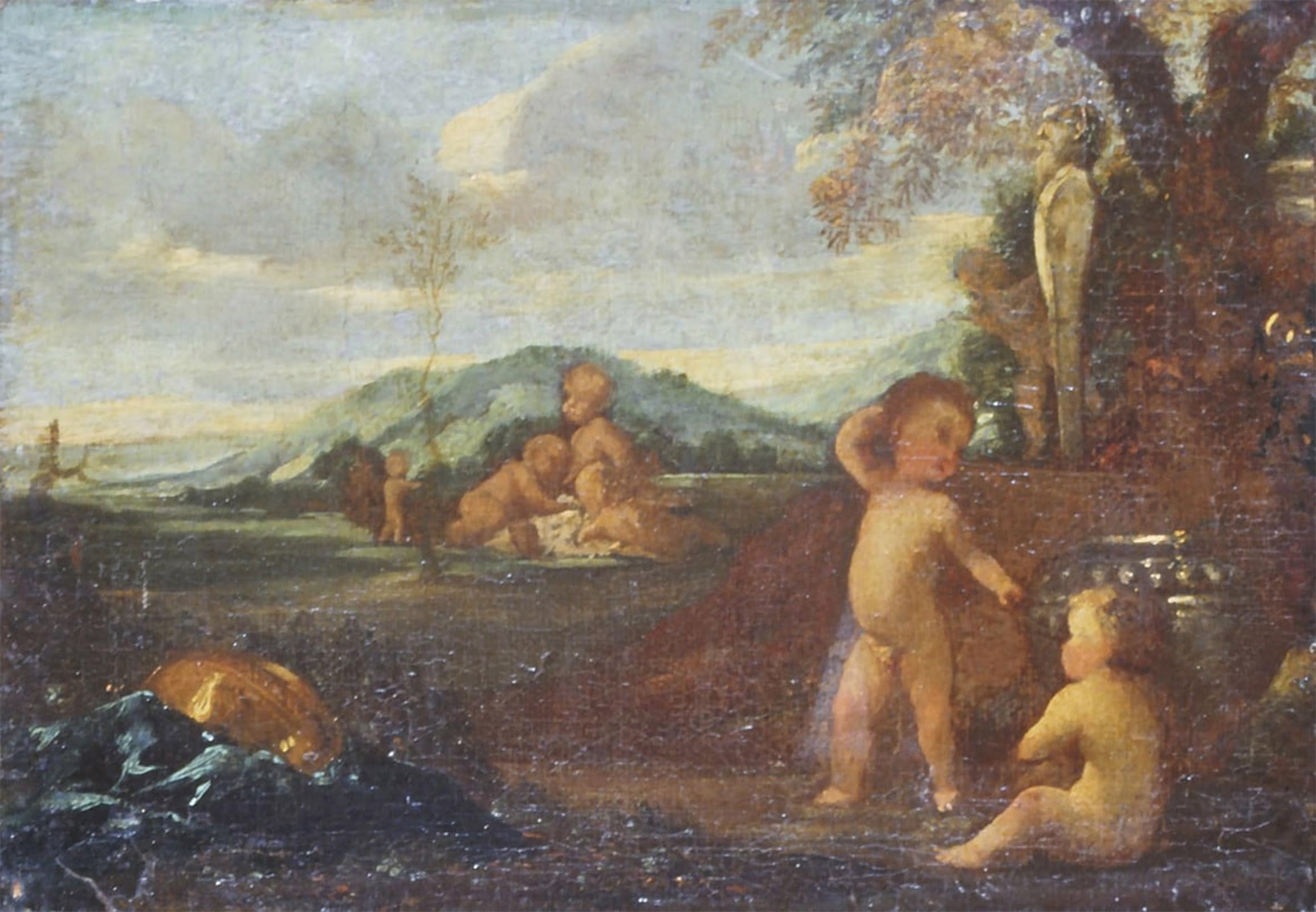 SERENDIPITP Retro Picture Poster Wall Art Pictures Painting Putti in a Landscape by Nicolas Poussin Wall Art Canvas Print for Wall Decor 60x90cm
