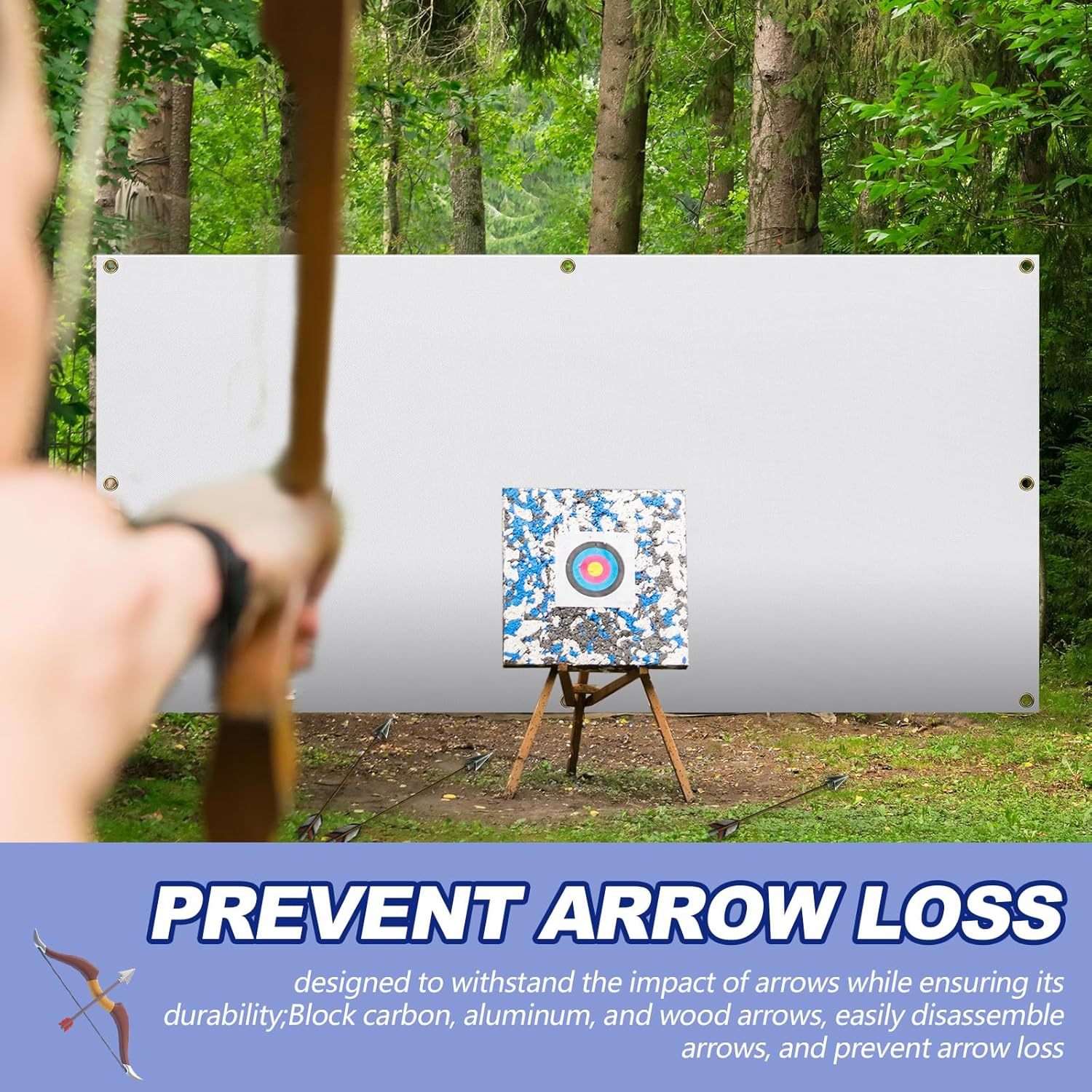 Archery Backstop Netting Heavy Duty with Rope and Hooks Slingshot Archery Net for Backyard Shooting Accessories