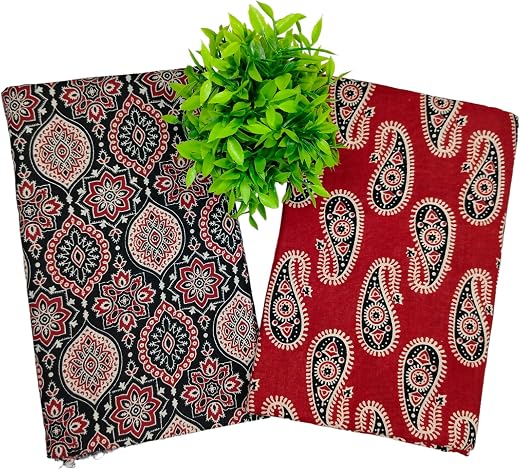 Mehak Pure Cotton Unstitched Printed Fabric Material for Women Kurta | Blouse | Palazzos | Piece Material for Women Pack-2