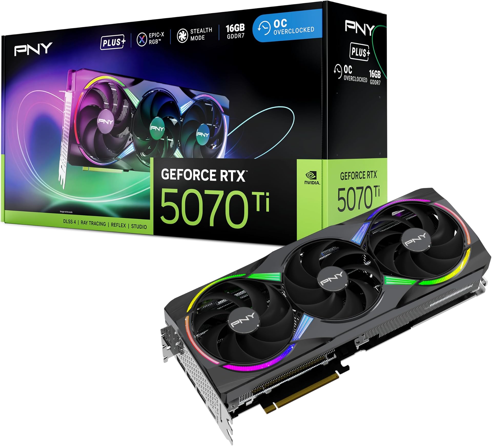 PNY GEFORCE RTX™ 5070 Ti 16GB ARGB Overclocked Triple Fan Plus Graphics Card DLSS 4