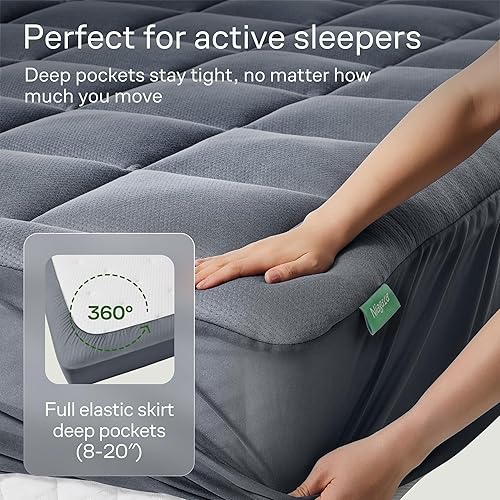 Miniatura 18 de Cubrecolchón ultrasuave tamaño Queen, cubrecolchón de viscosa de bambú para aliviar el dolor de espalda, enfriamiento natural para quienes sufren