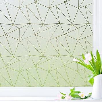 Beautysaid Window Privacy Film Frosted Glass Bathroom Frosting Sun Blocking Static Cling Non-Adhesive Vinyl Removable Decorations Films for Home Office, 35x118inch