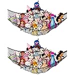 Lilly\'s Love Large Stuffed Animal Hammock | Corner Hanging Organizer, Toy Storage, Stuffed Animal Storage Net | Made from Quality Fishing Net, Holds 12lbs | 79x63x63 (Black, 2 Pack)