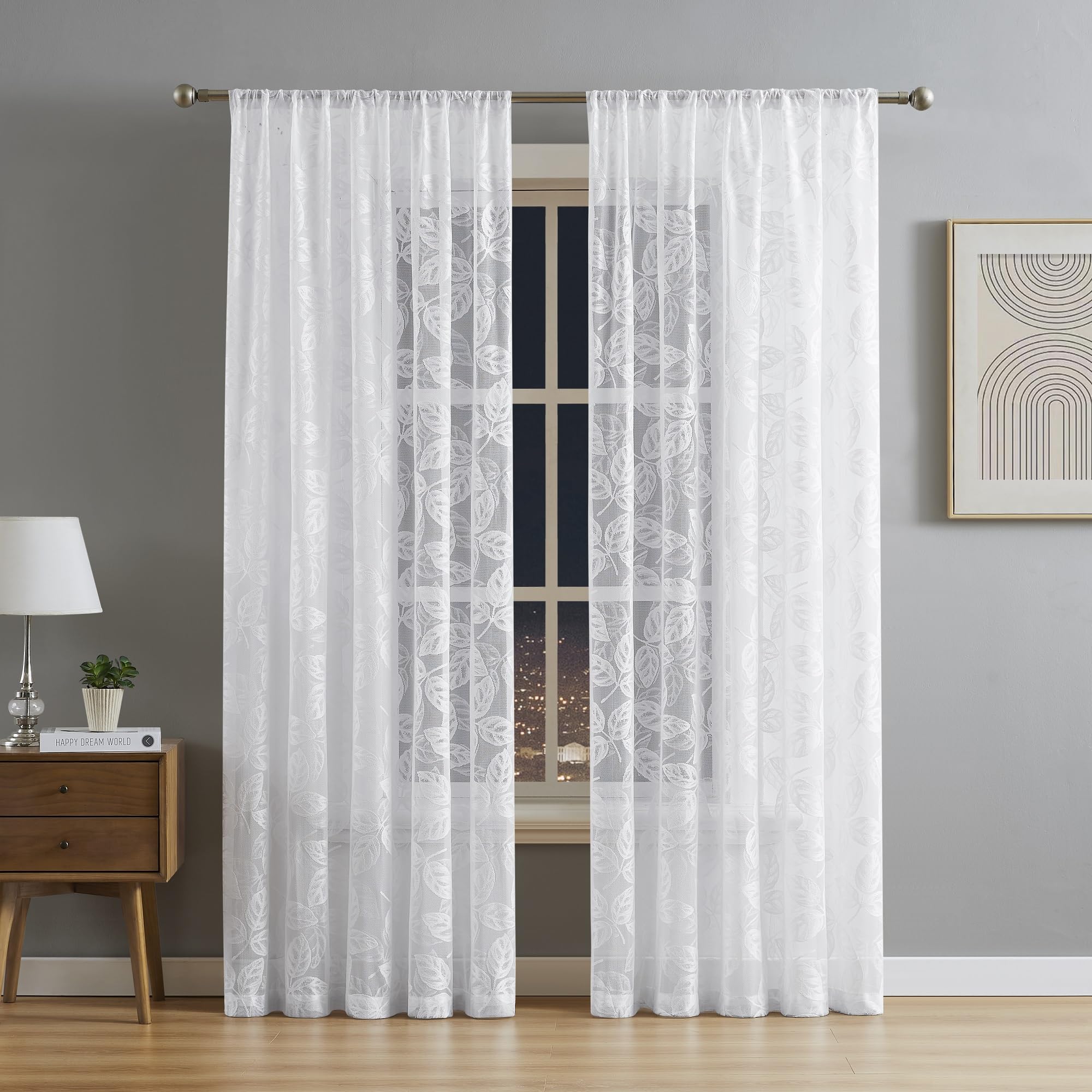 Pair Of Sheer Embroidered Curtains For Shabby Chic Seychelles