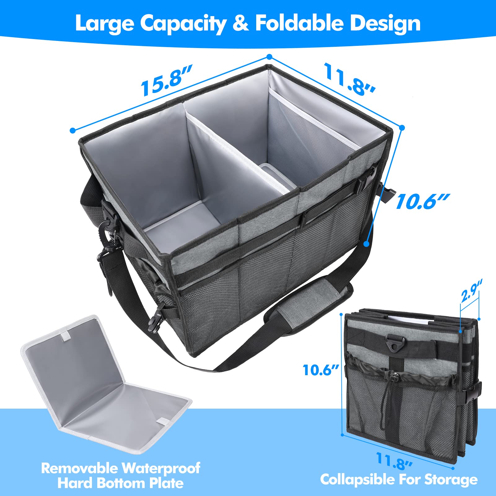 HULISEN Grill-Caddy – Aufbewahrungs-Organizer Für Teller, Gewürze & Grillzubehör | 34×24×43 Cm, Mit Holzgriff & Haken