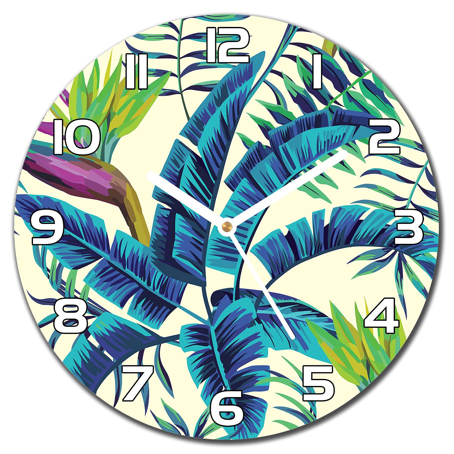 Horloge murale moderne en verre ronde de 30 cm pour salon et cuisine