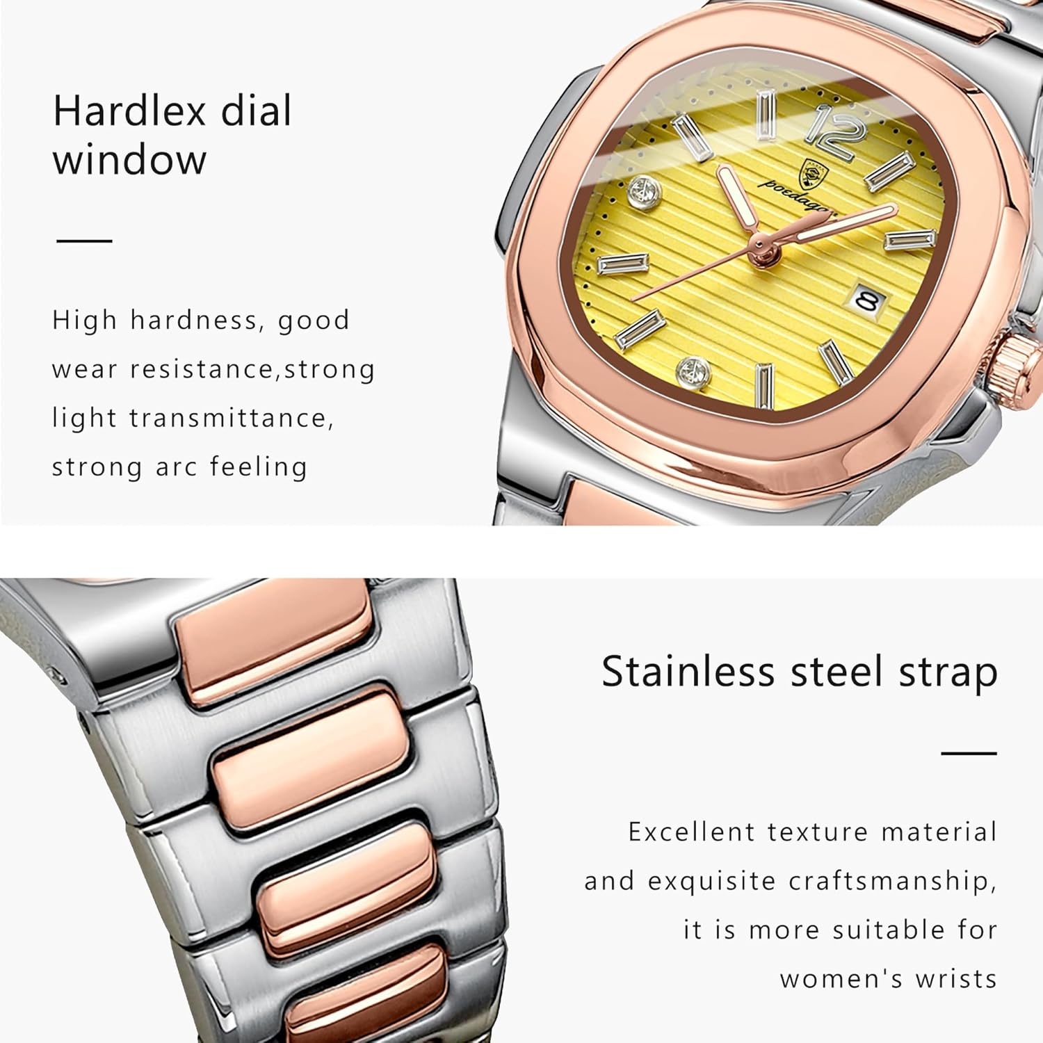 Watch for Women Business Dress Analog Quartz Two Tone Stainless Steel Waterproof Luminous Date Luxury Casual Wrist Watch - Image 4