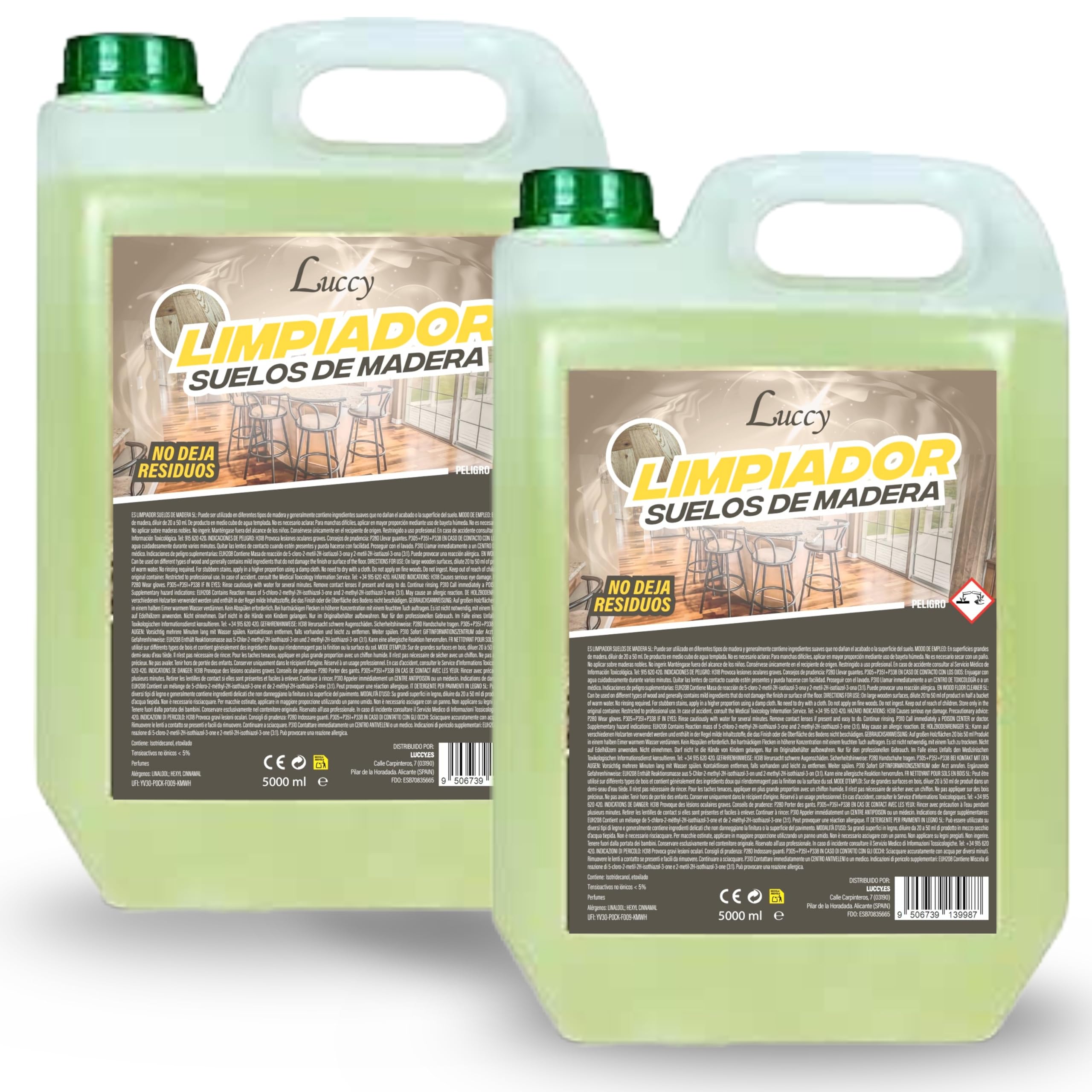 LUCCY Detergente Igienizzante Concentrato per Pavimenti in Legno e Parquet 10 Litri