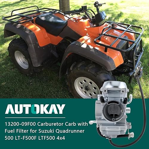 Miniatura 2 de AUTOKAY Carburador con filtro de combustible para Suzuki Quadrunner 500 LT-F500F LTF500 4x4 1998-2002