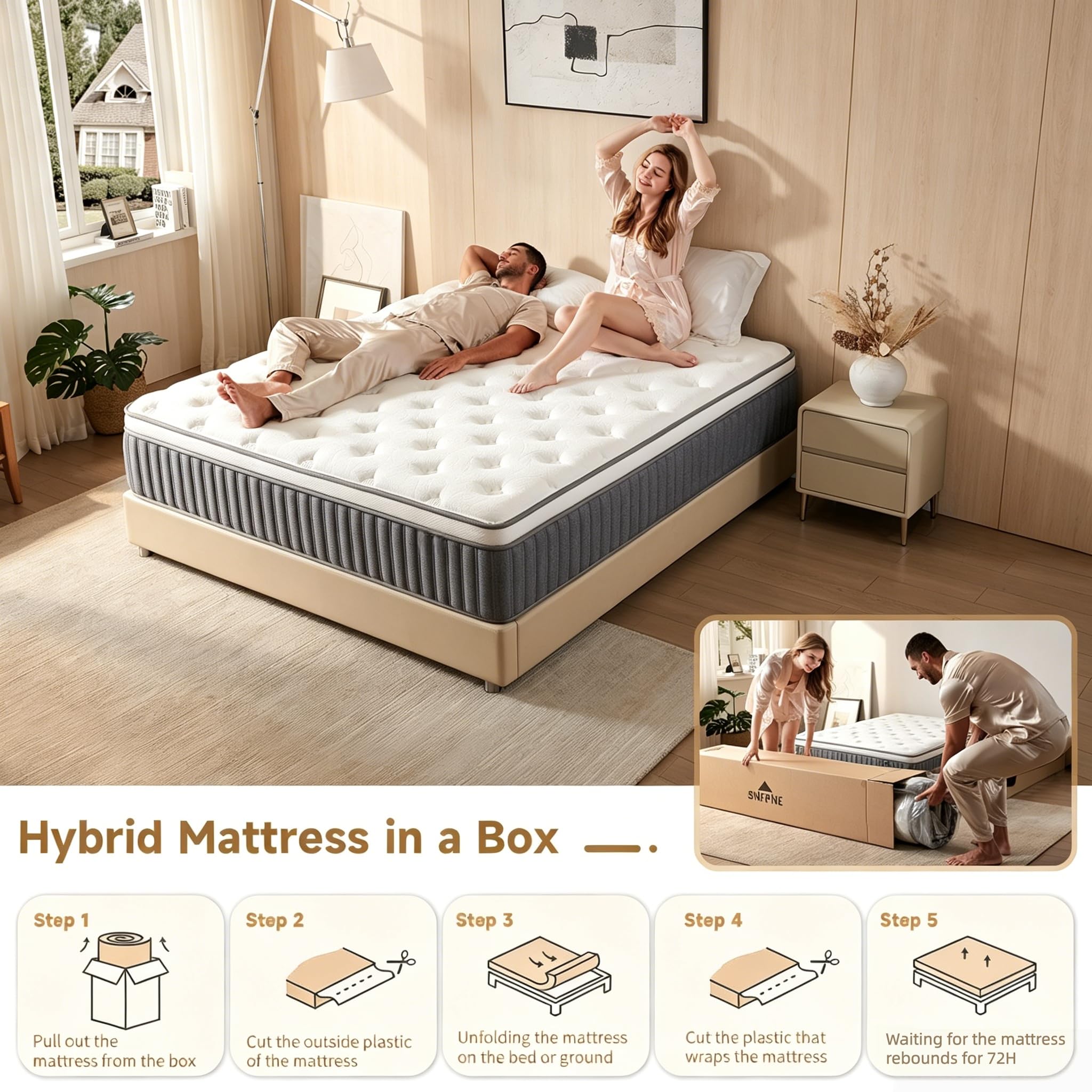 Best Mattress Queen Picks for 2026 2 Arcticus Queen Mattress, 12 Inch Queen Size Hybrid Mattress in a Box with Memory — product photo
