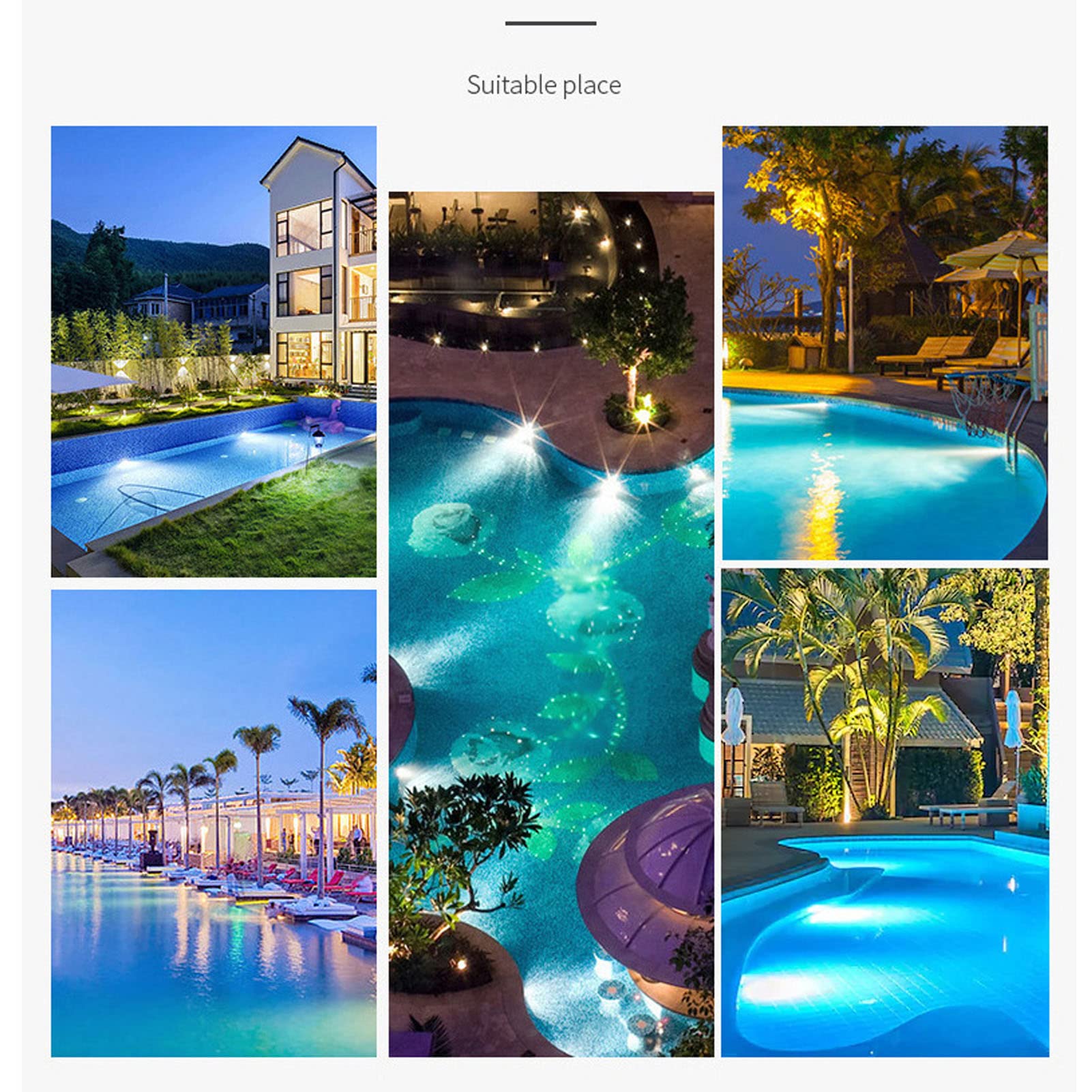Qcwwy LED-Schwimmbadlampe RGB, Wasserdicht, 35 W, Unterwasserlicht für Pools und Teiche, Schutzart IP68, mit Fernbedienung
