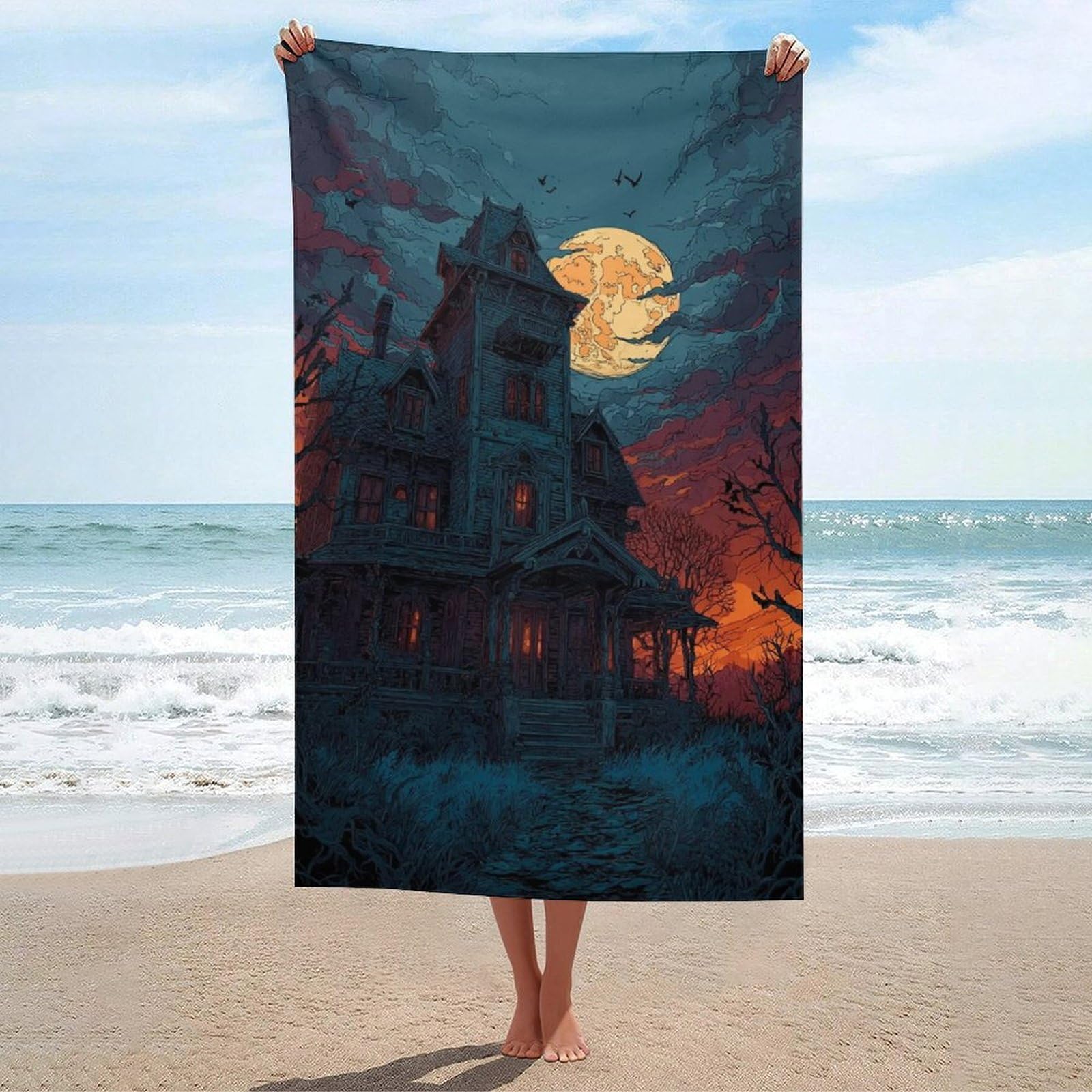 Serviette de plage anti-sable et ultra légère séchage rapide Halloween