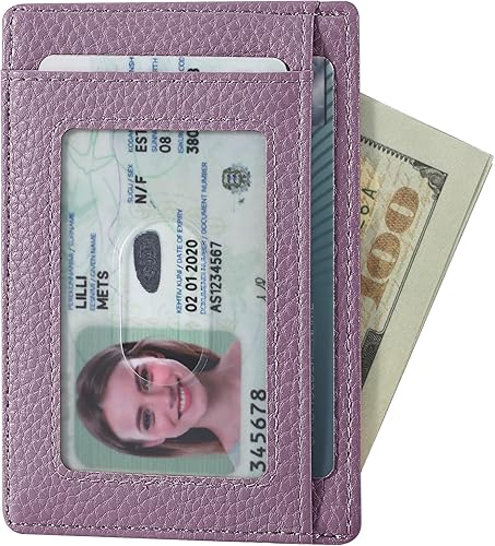 Miniatura 170 de Travelambo billetera mediana y minimalista de cuero para bolsillo frontal, con bloqueo de interferencia de radiofrecuencia, Verde, Minimalista