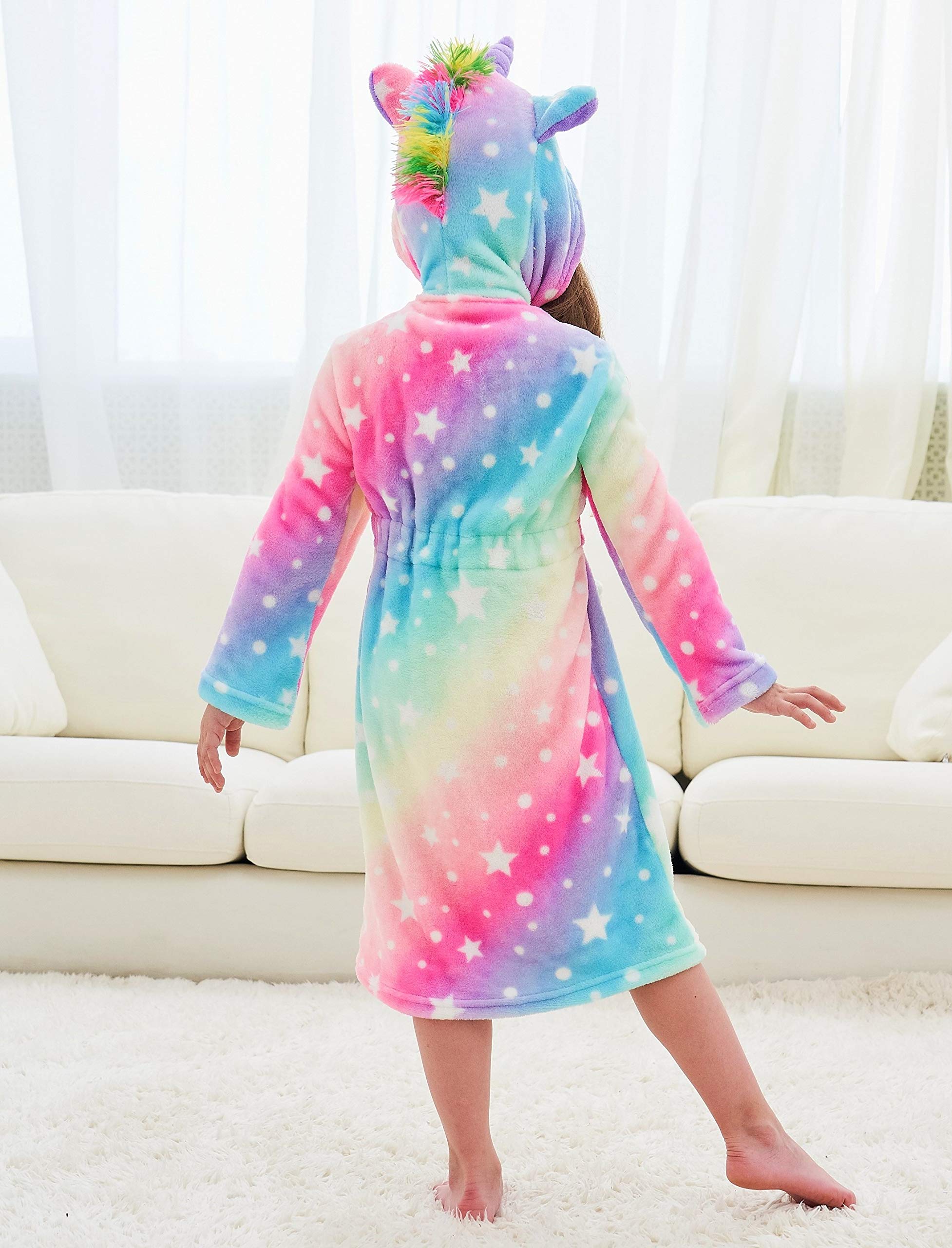 Albornoz de Unicornio Suave con Capucha para Niñas con Pantuflas de Unicornio - Regalos para Niñas
